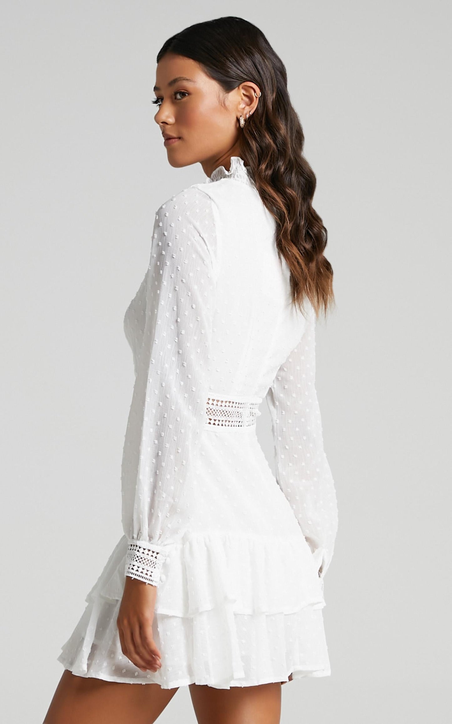 Are You Gonna Kiss Me Long Sleeve Mini Dress in White