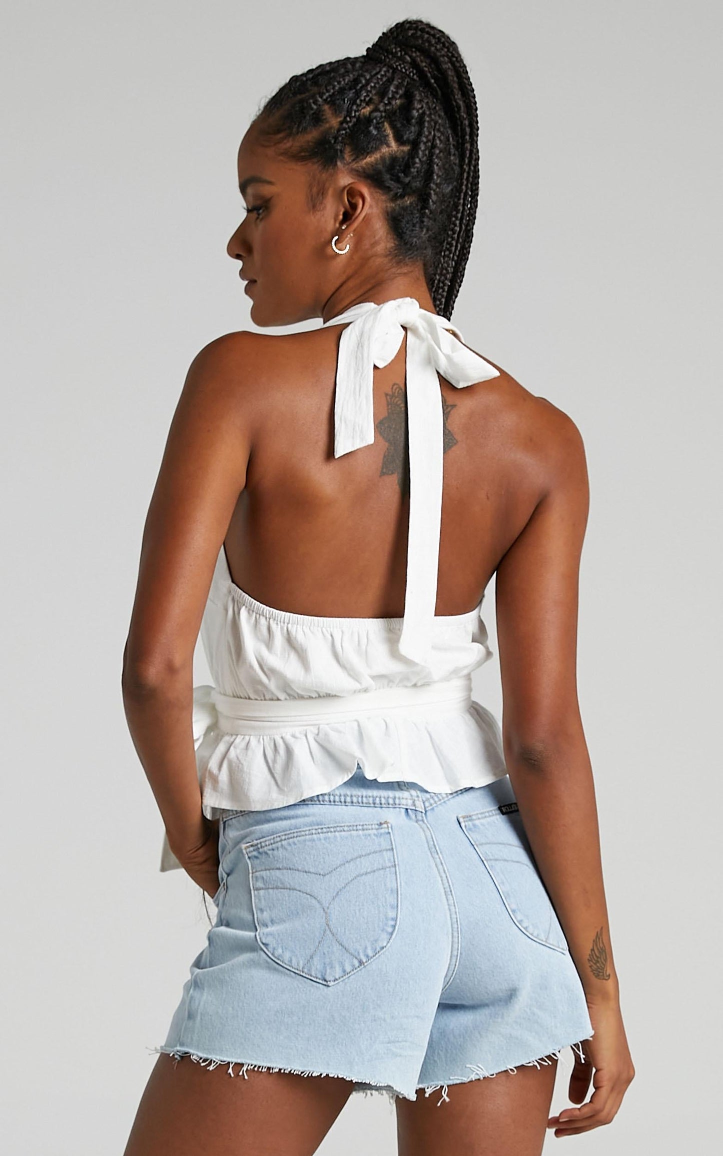 Argel Top - Halter Neck Top in White