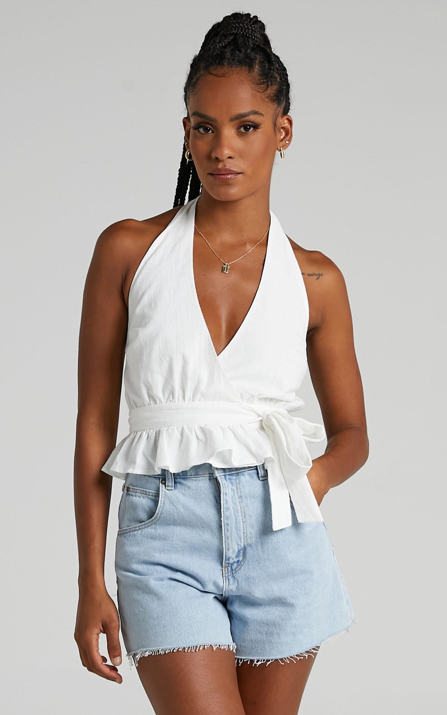 Argel Top - Halter Neck Top in White