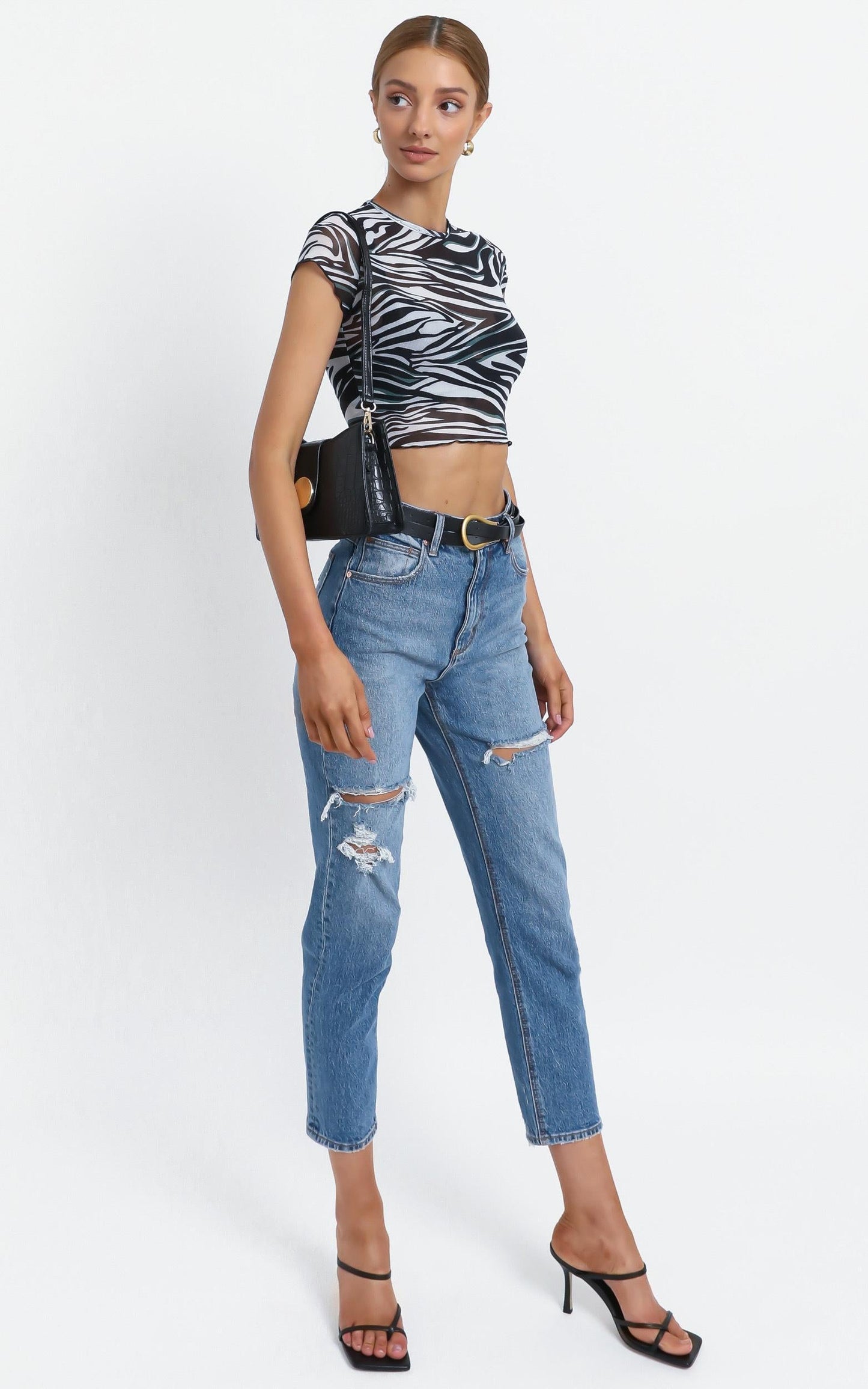 Ariella Mesh Top in Zebra Print