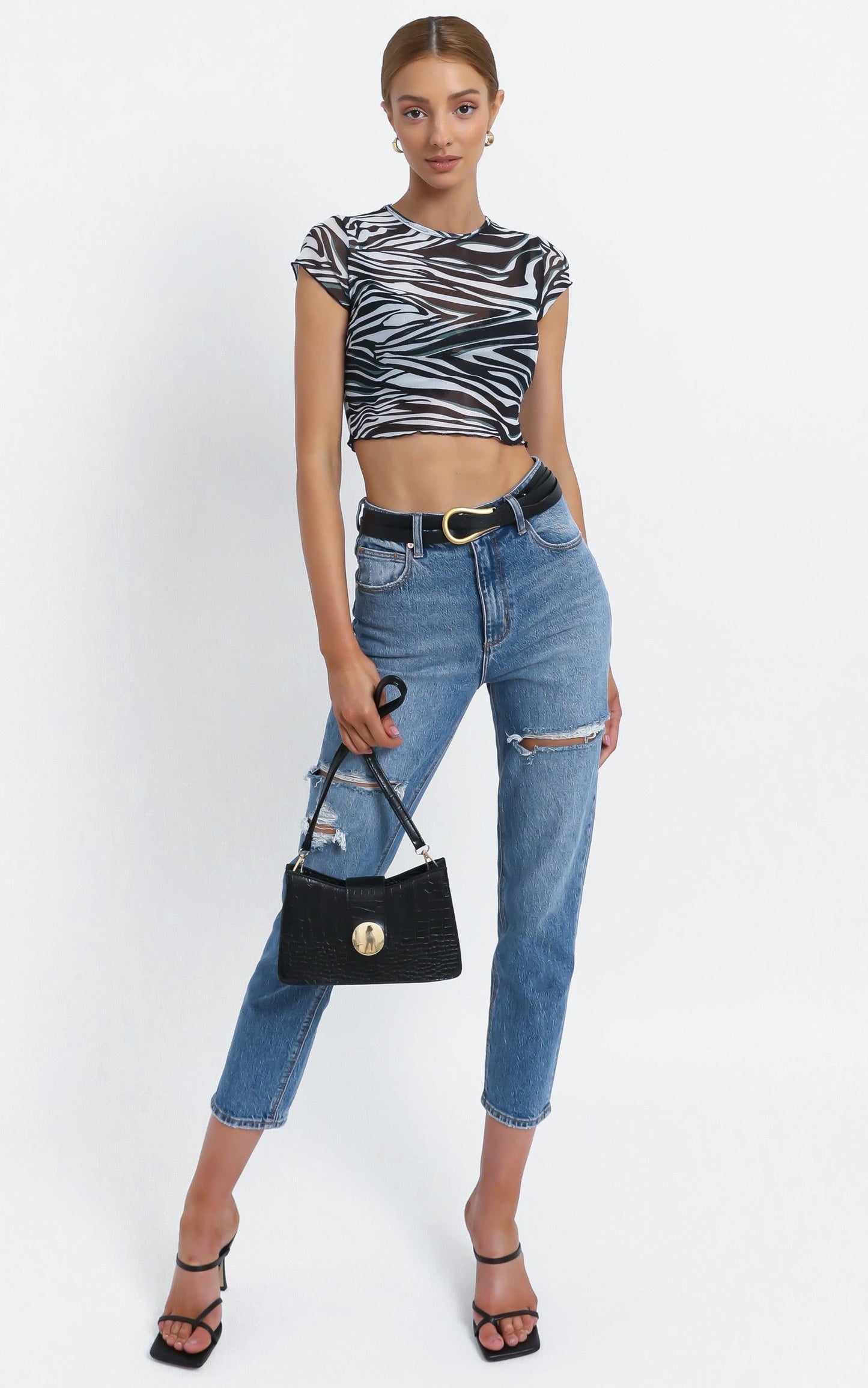 Ariella Mesh Top in Zebra Print