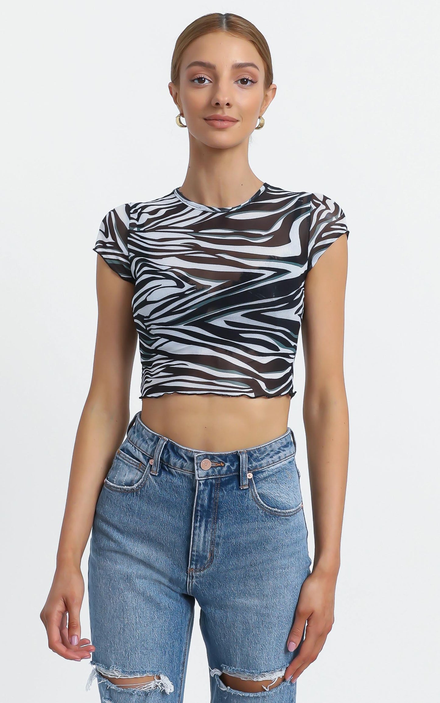 Ariella Mesh Top in Zebra Print