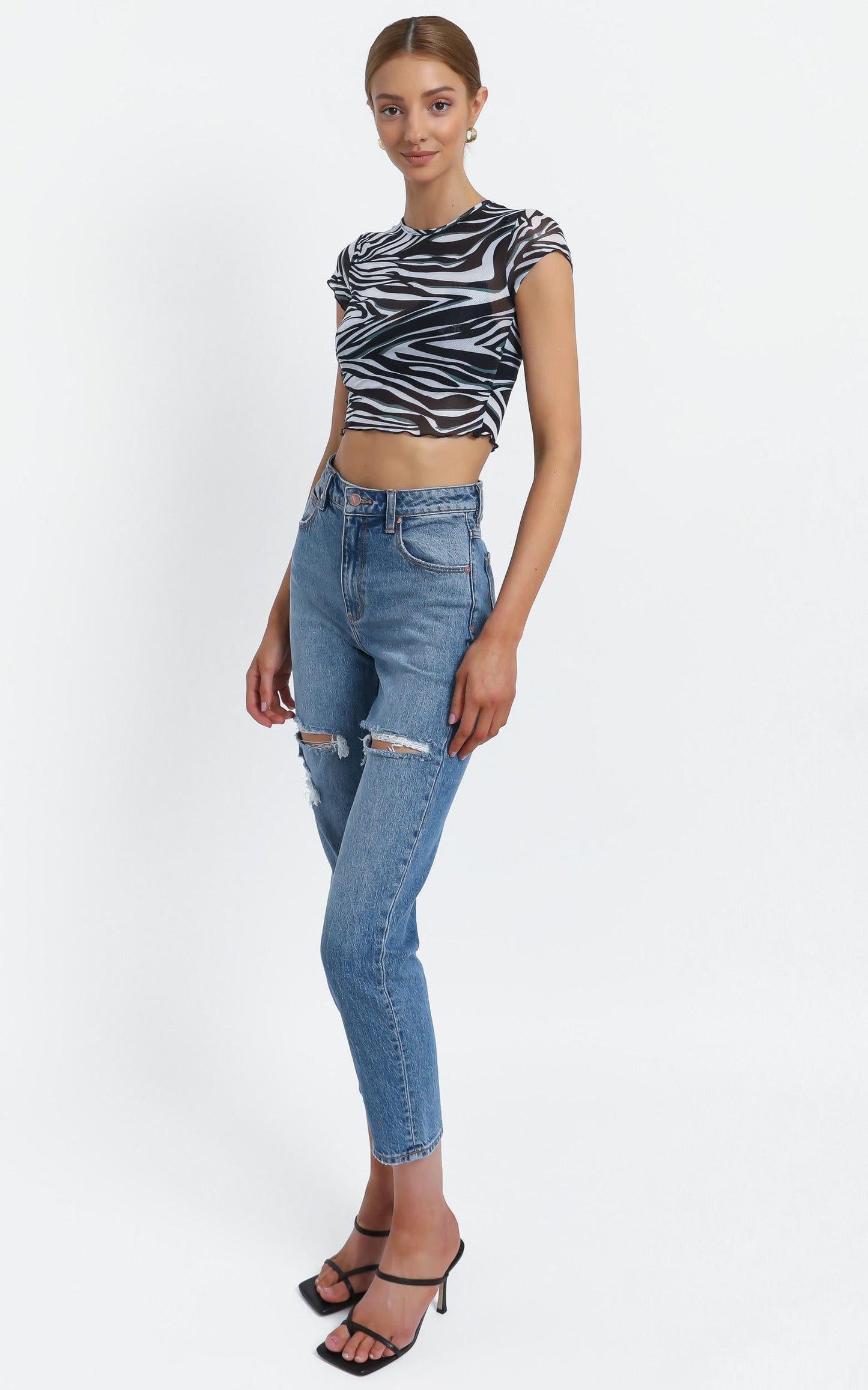 Ariella Mesh Top in Zebra Print
