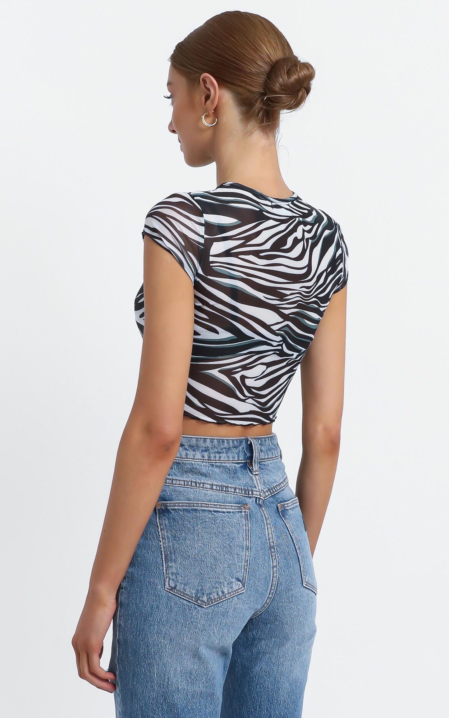 Ariella Mesh Top in Zebra Print