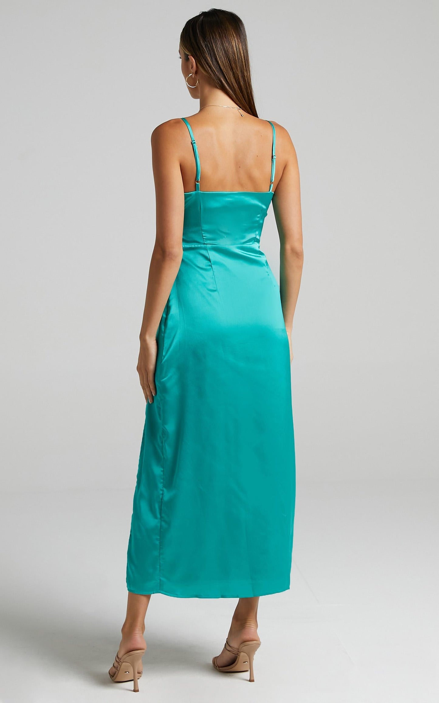 Arwen Dress in Jade Satin