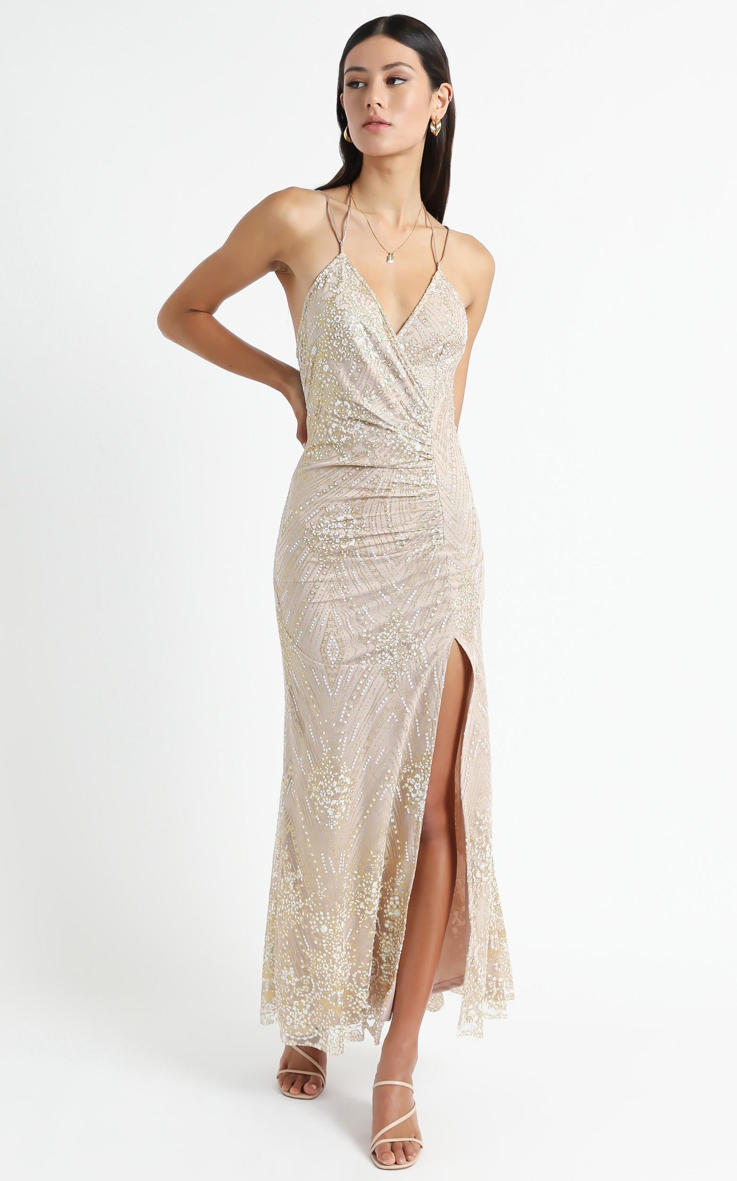 At A Crossroad Maxi Dress in Gold