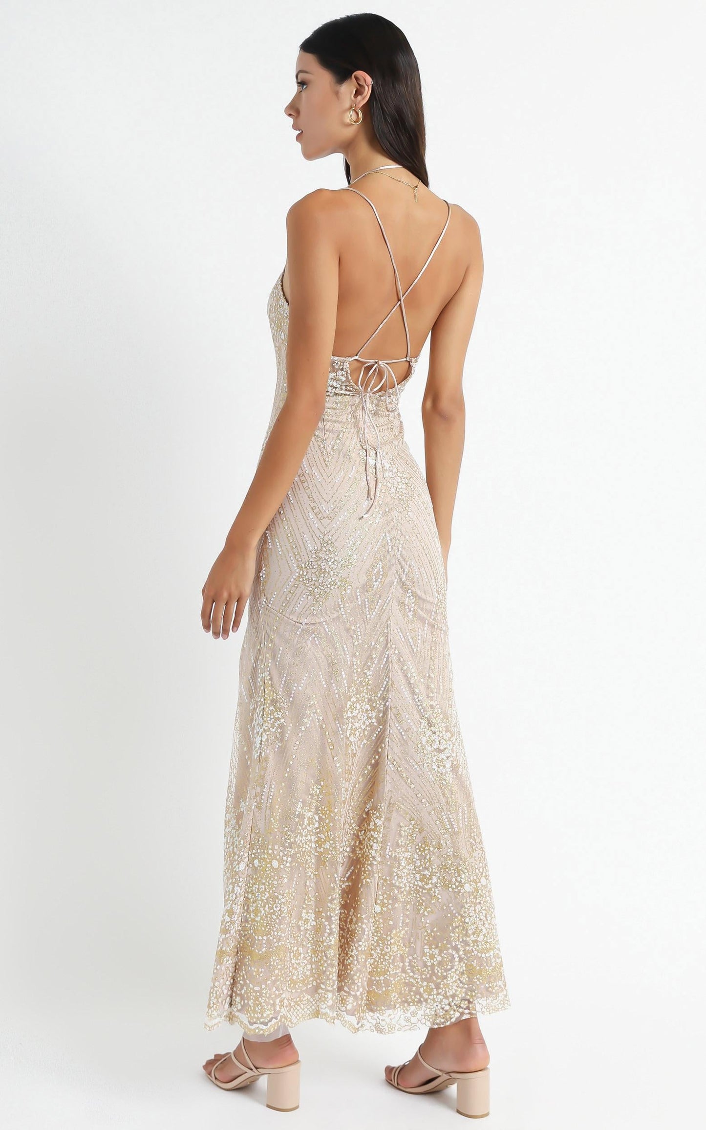 At A Crossroad Maxi Dress in Gold