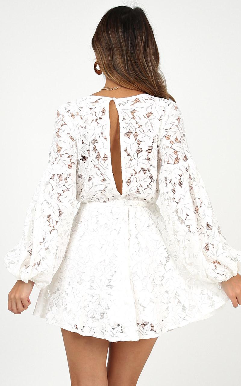 Autumn Leaves Dress In White Lace