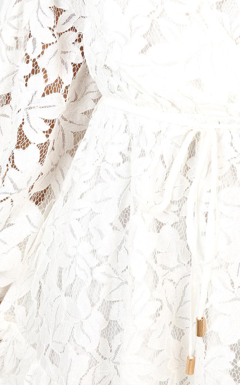 Autumn Leaves Dress In White Lace