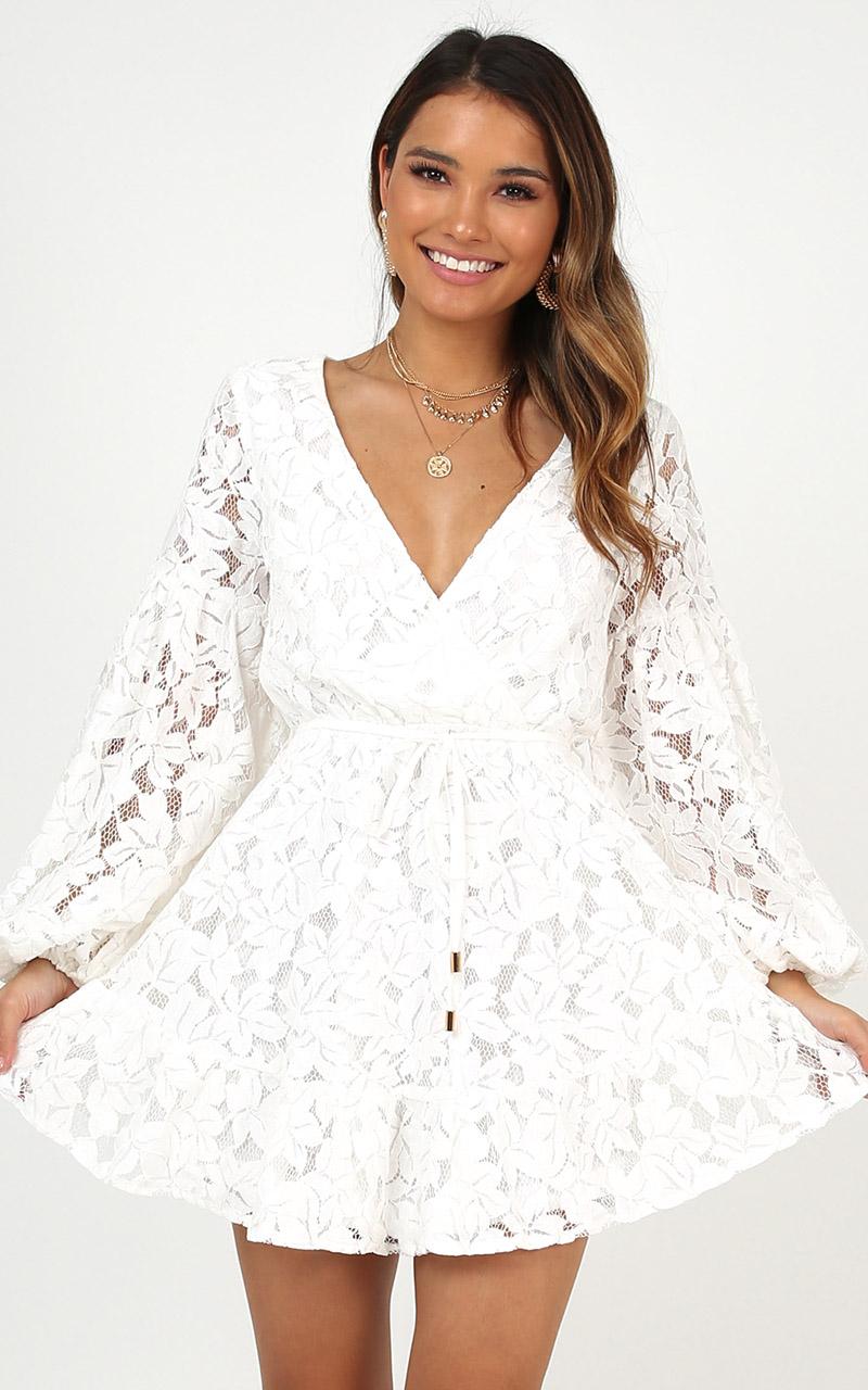 Autumn Leaves Dress In White Lace