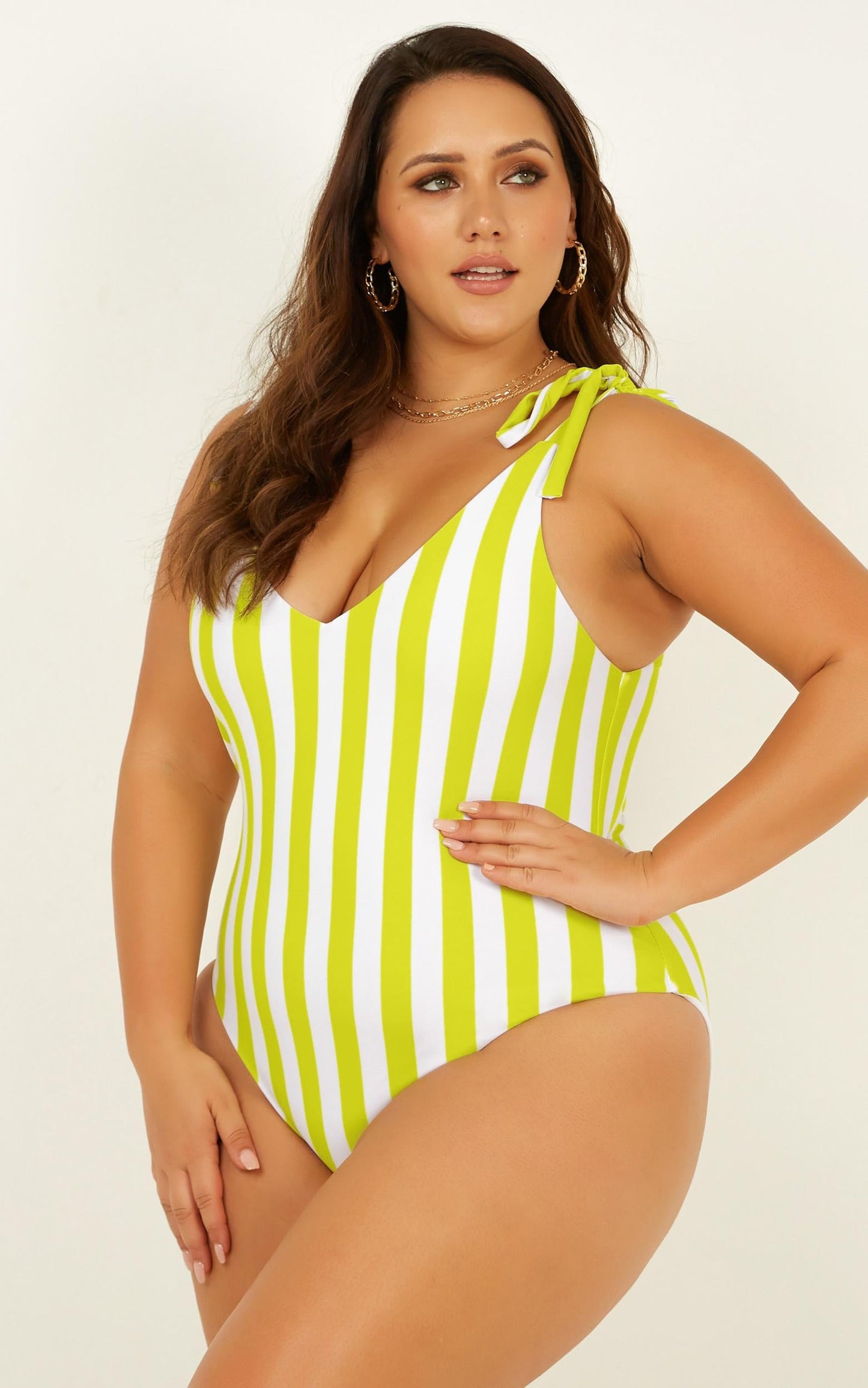 Avery One Piece In Lime Stripe