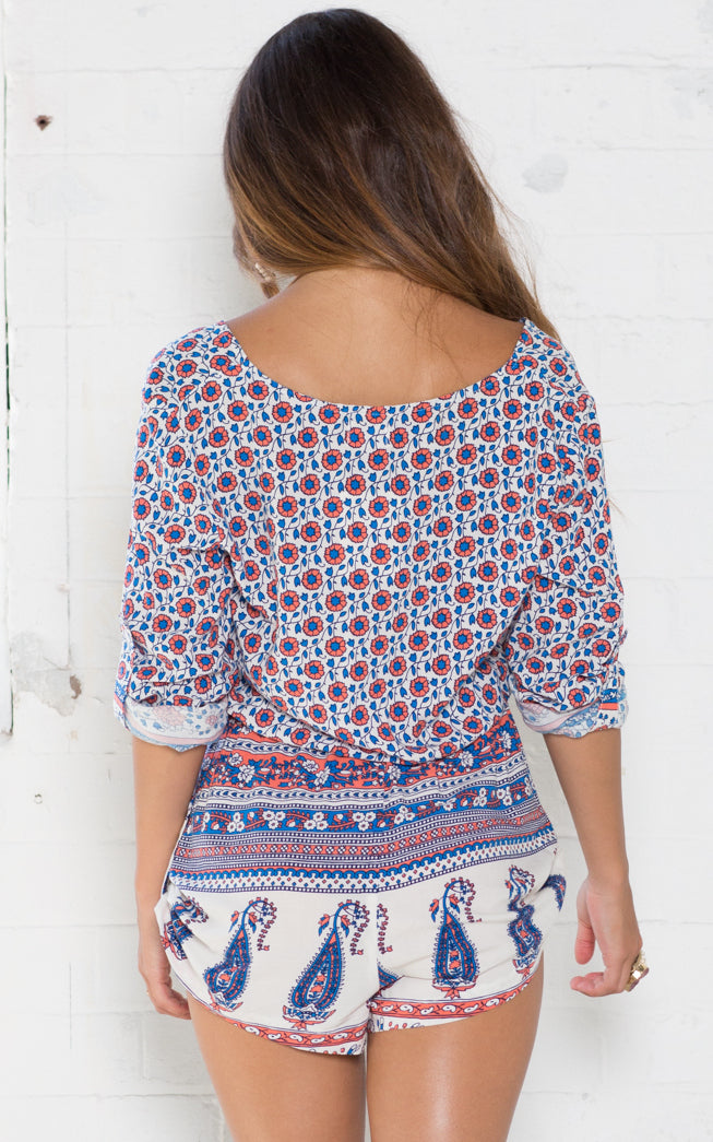 Staying Alive Playsuit In Red Print