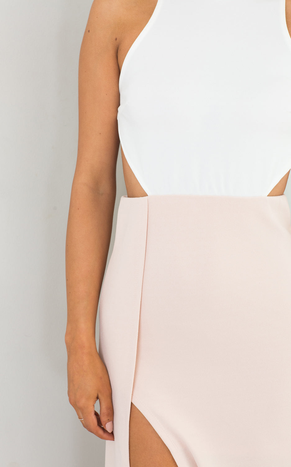 Back Out Maxi Dress In White And Blush