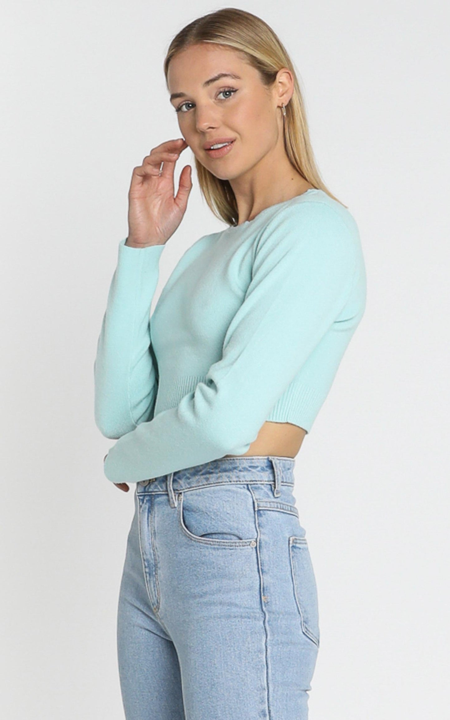 Amare Knit Top in Sea Blue