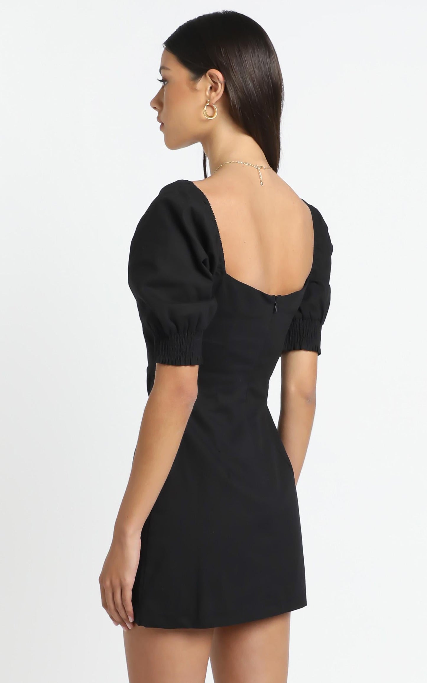 Sneaky Chatter Dress in Black Linen Look