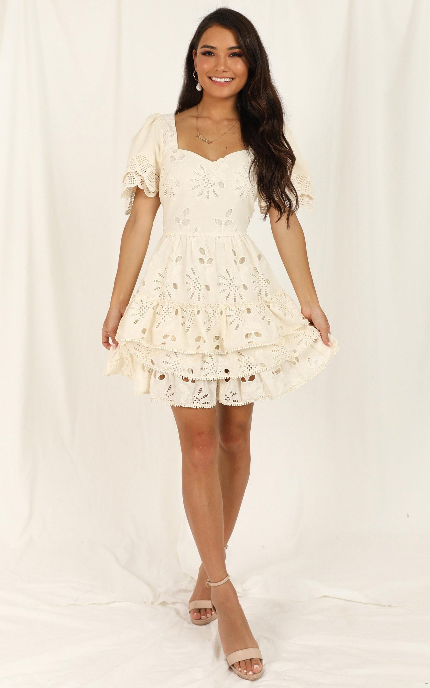 Back To The Island Dress In Cream Lace