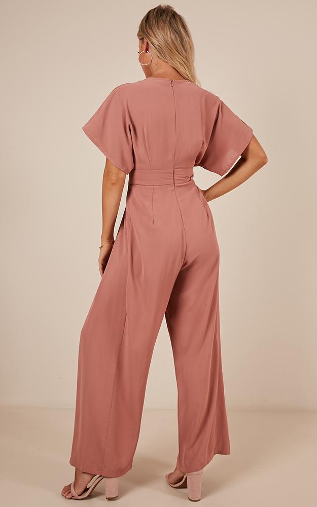 Bad Timing Jumpsuit In Dusty Rose