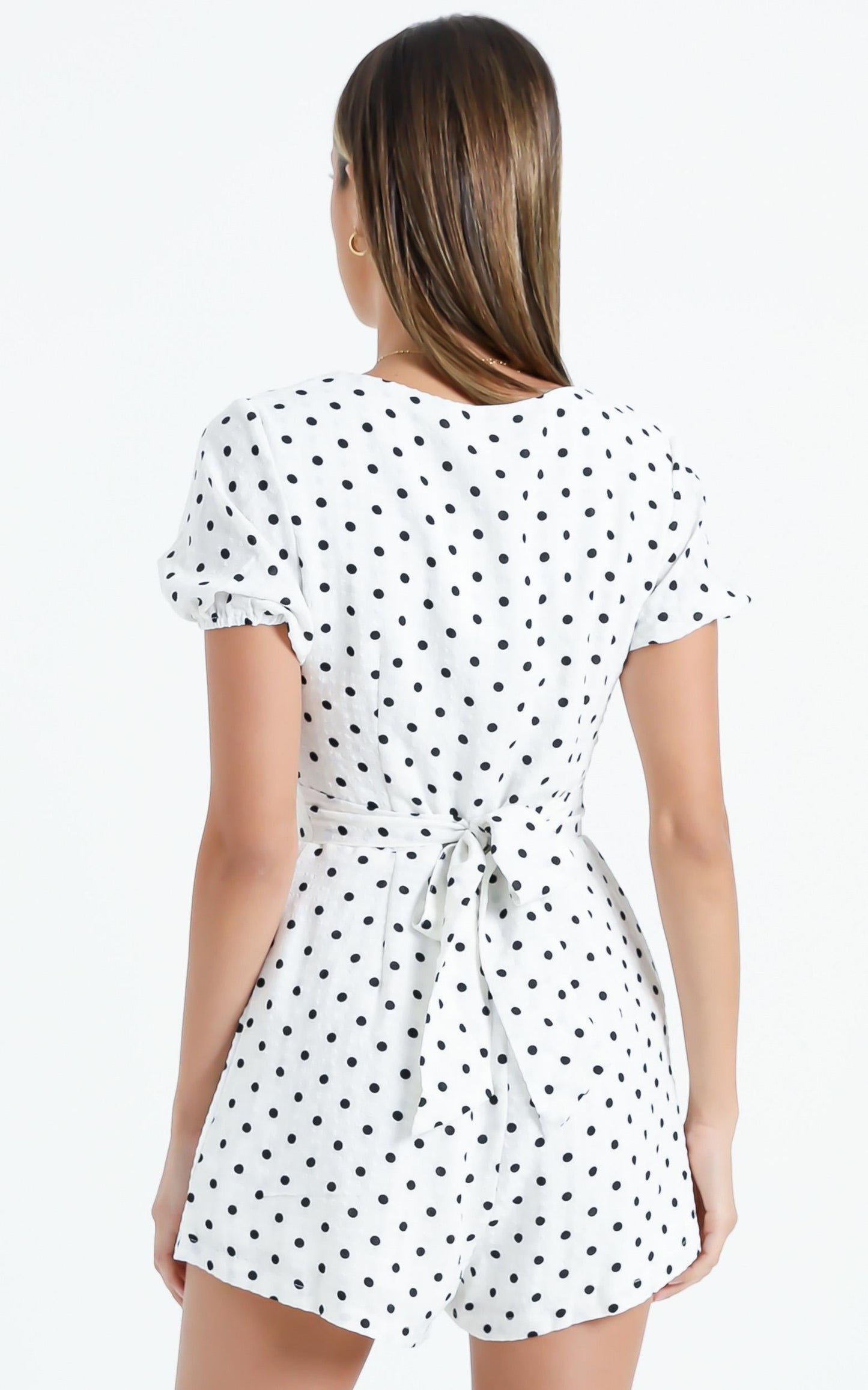 Barney Playsuit in White Polka