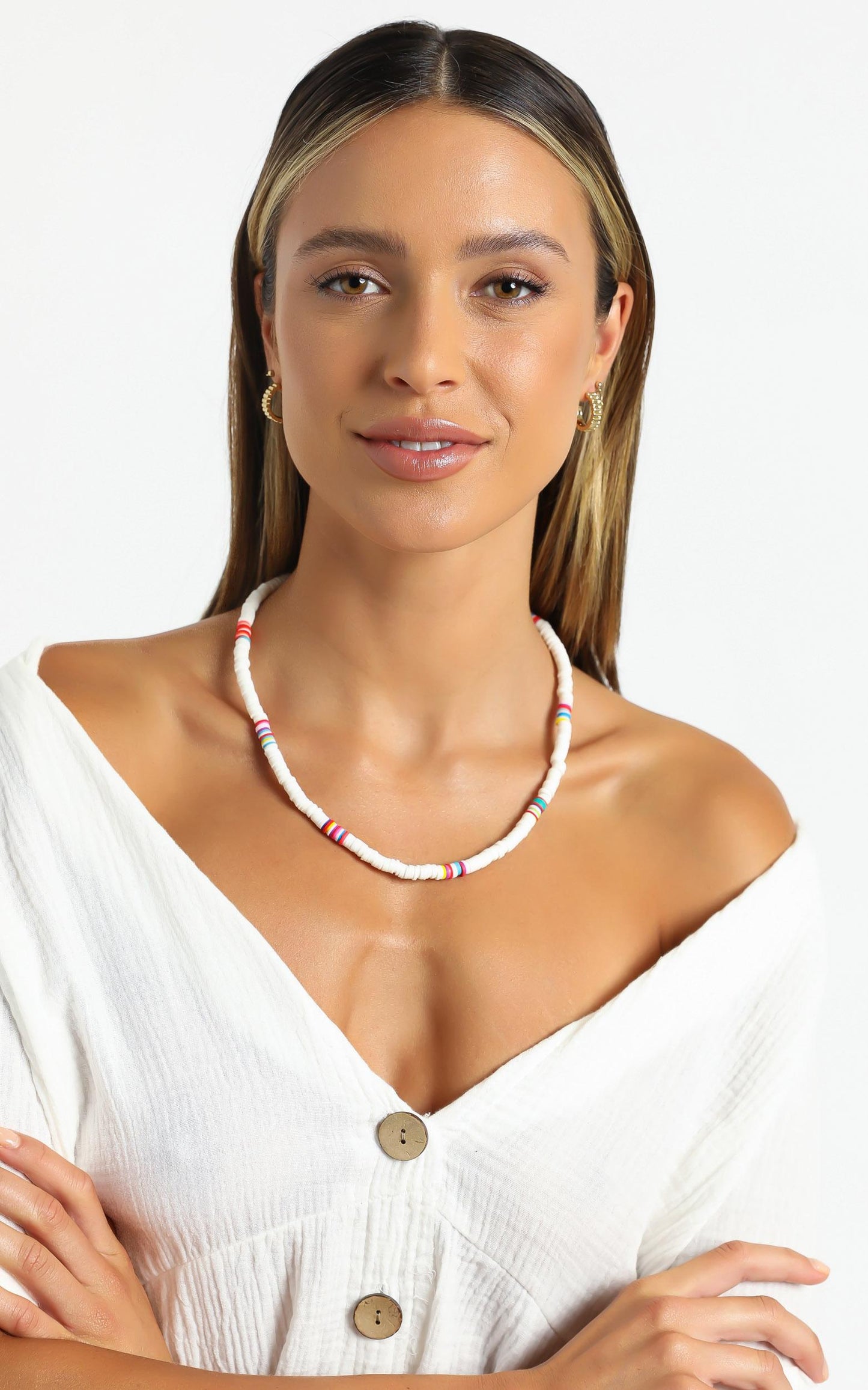 Beaded Necklace in White