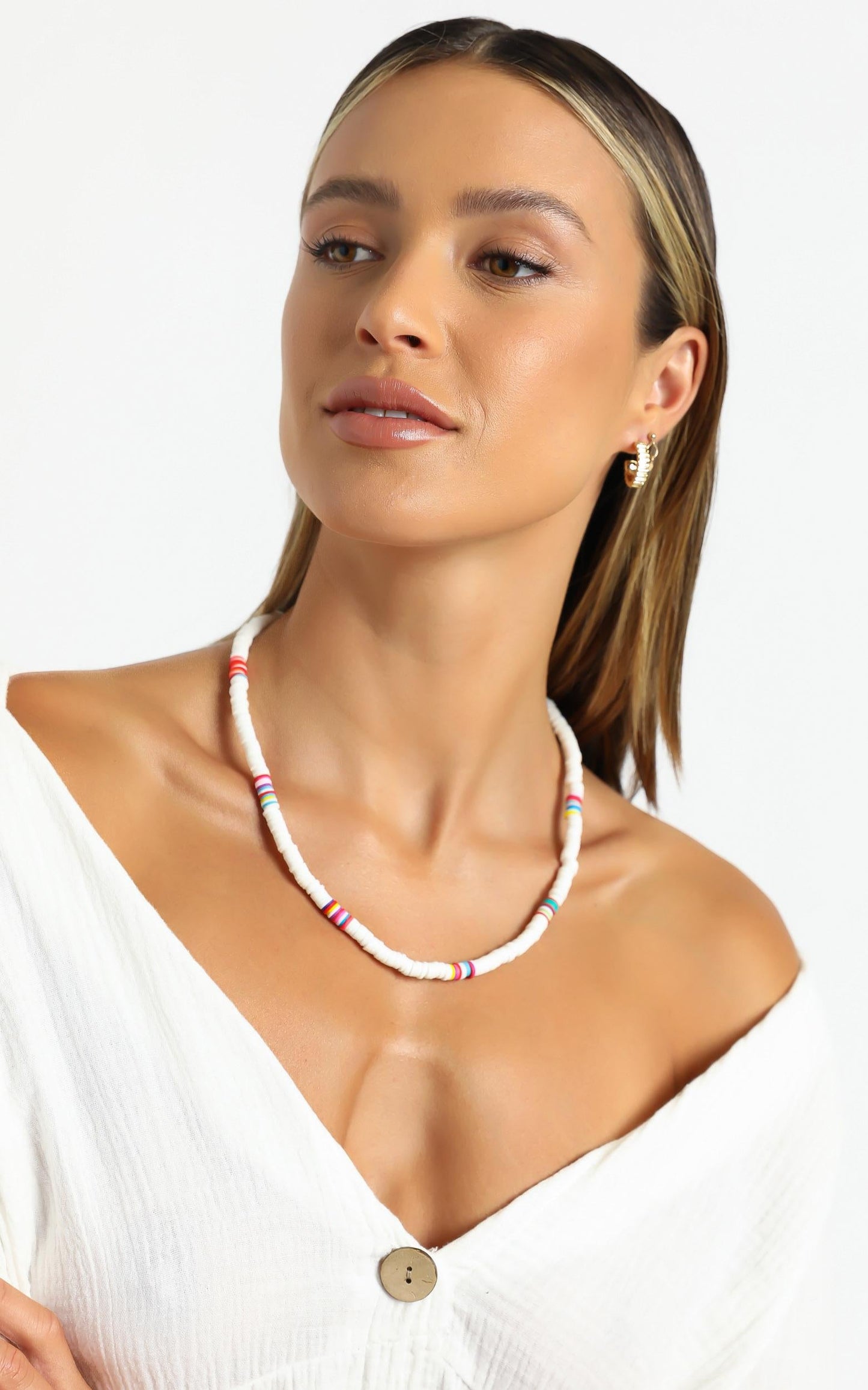 Beaded Necklace in White