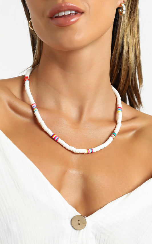Beaded Necklace in White