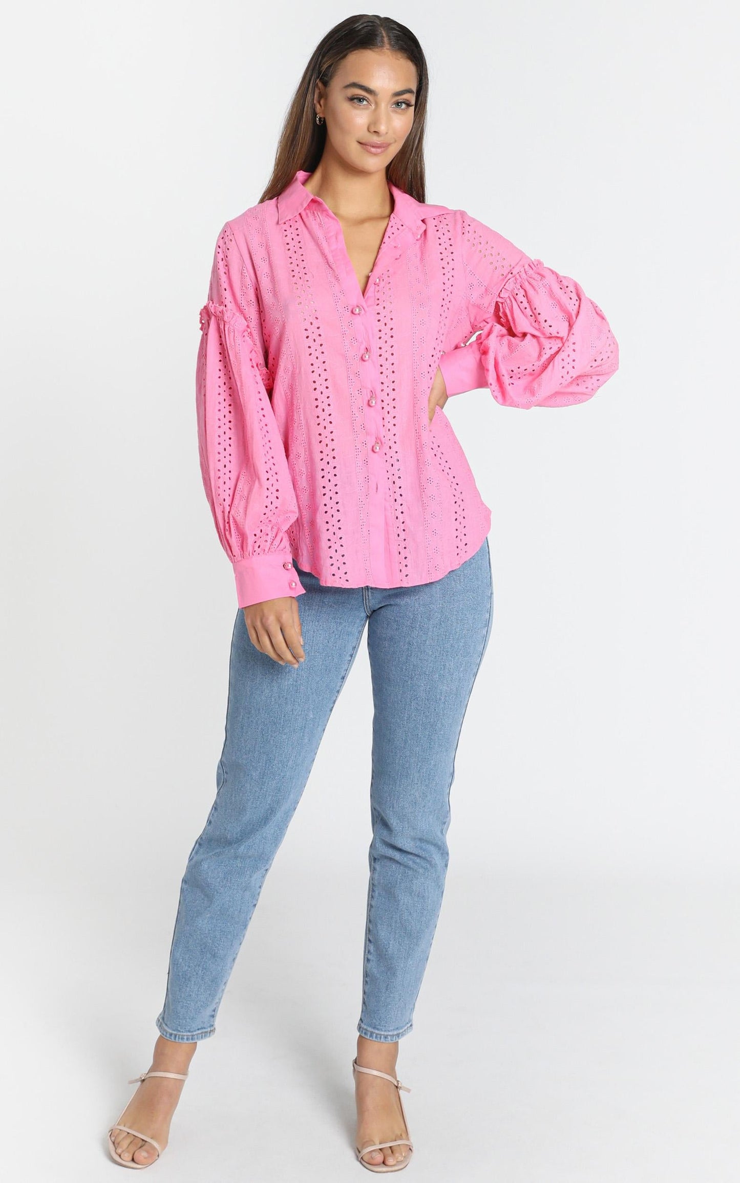 Beautiful Things Embroidery Shirt in Hot Pink