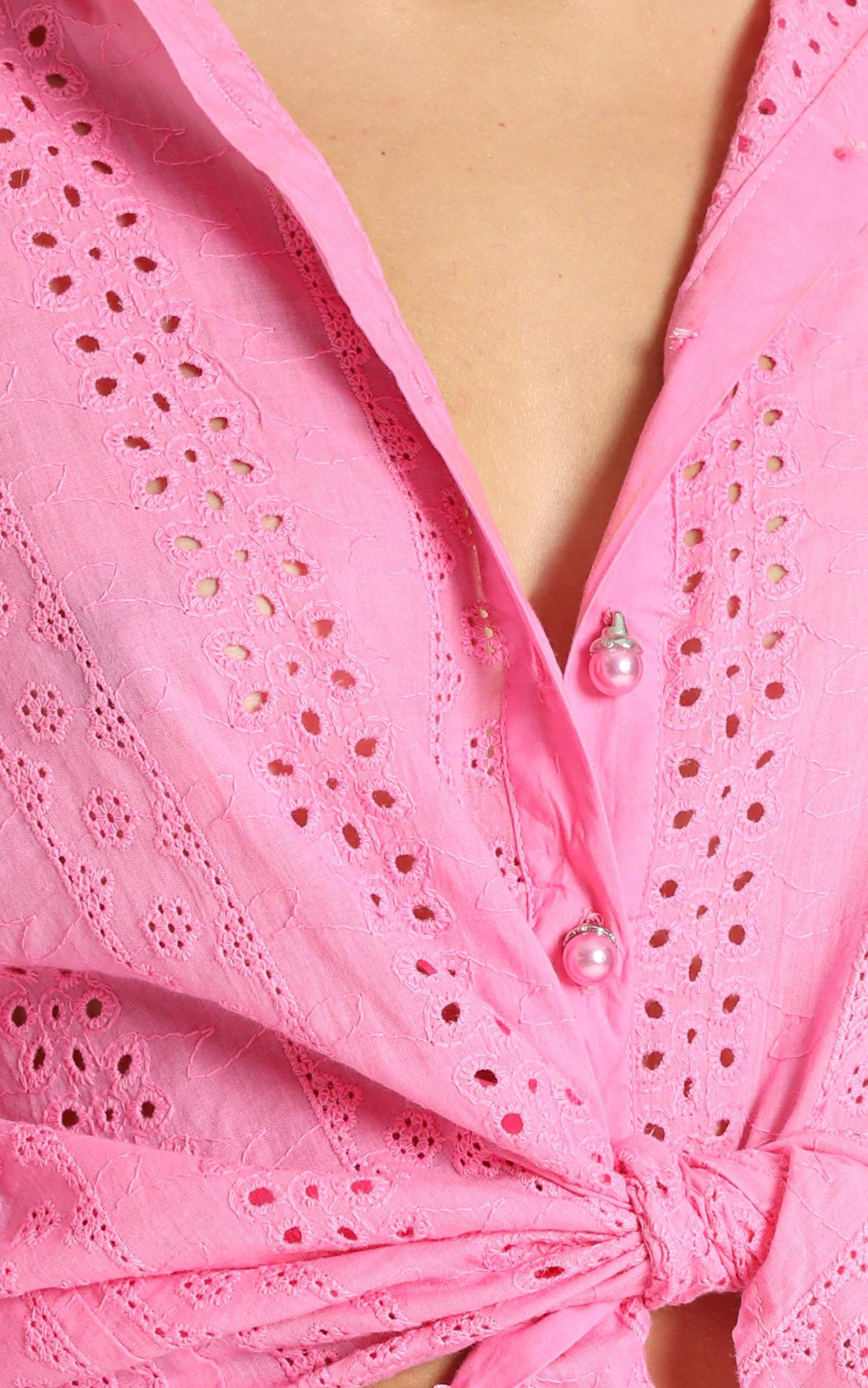 Beautiful Things Embroidery Shirt in Hot Pink