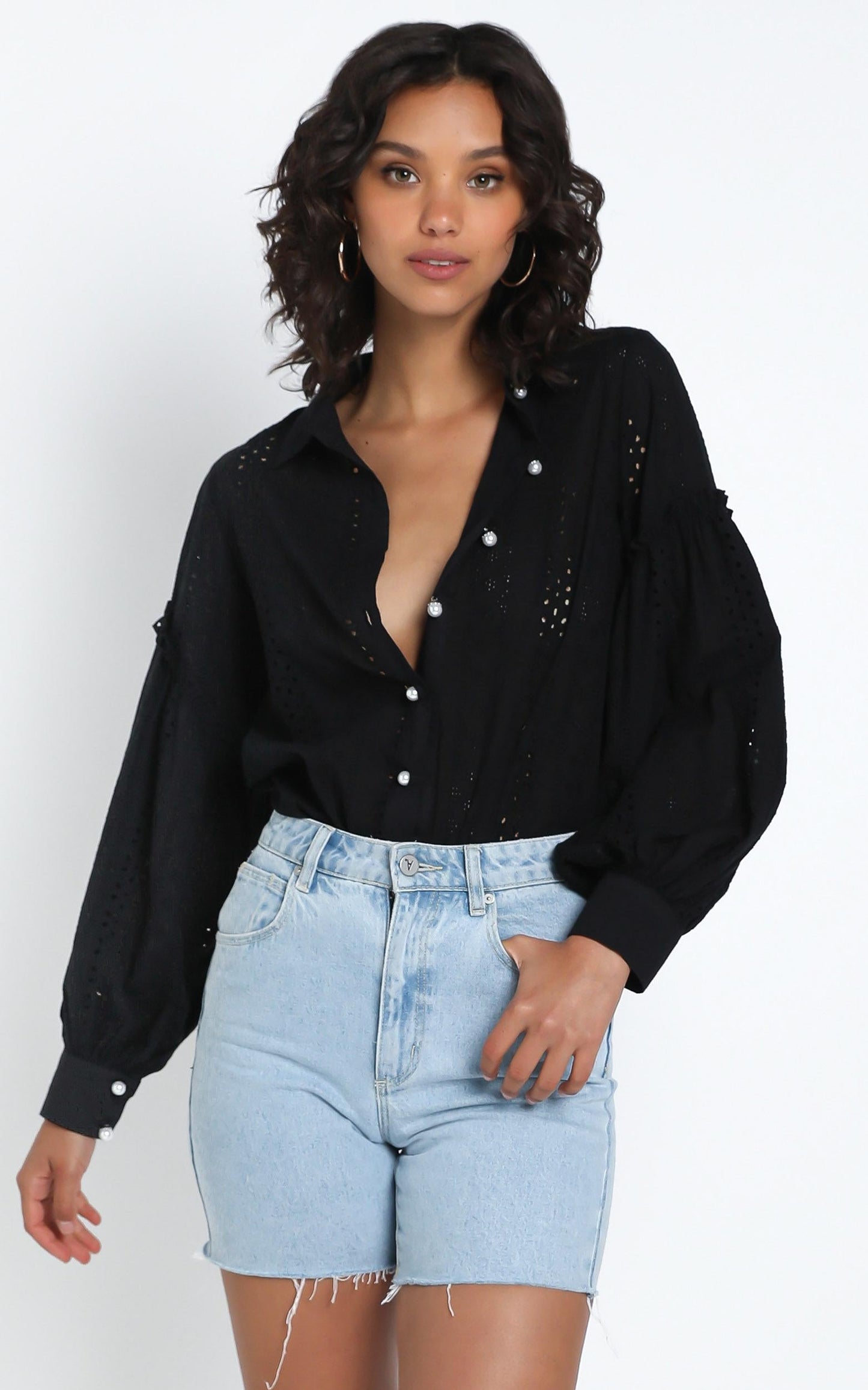 Beautiful Things Embroidery Shirt in Black