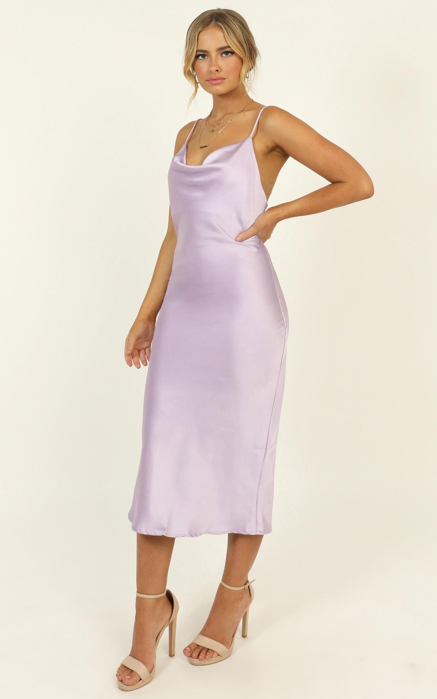 Before The Storm Dress In Lilac Satin