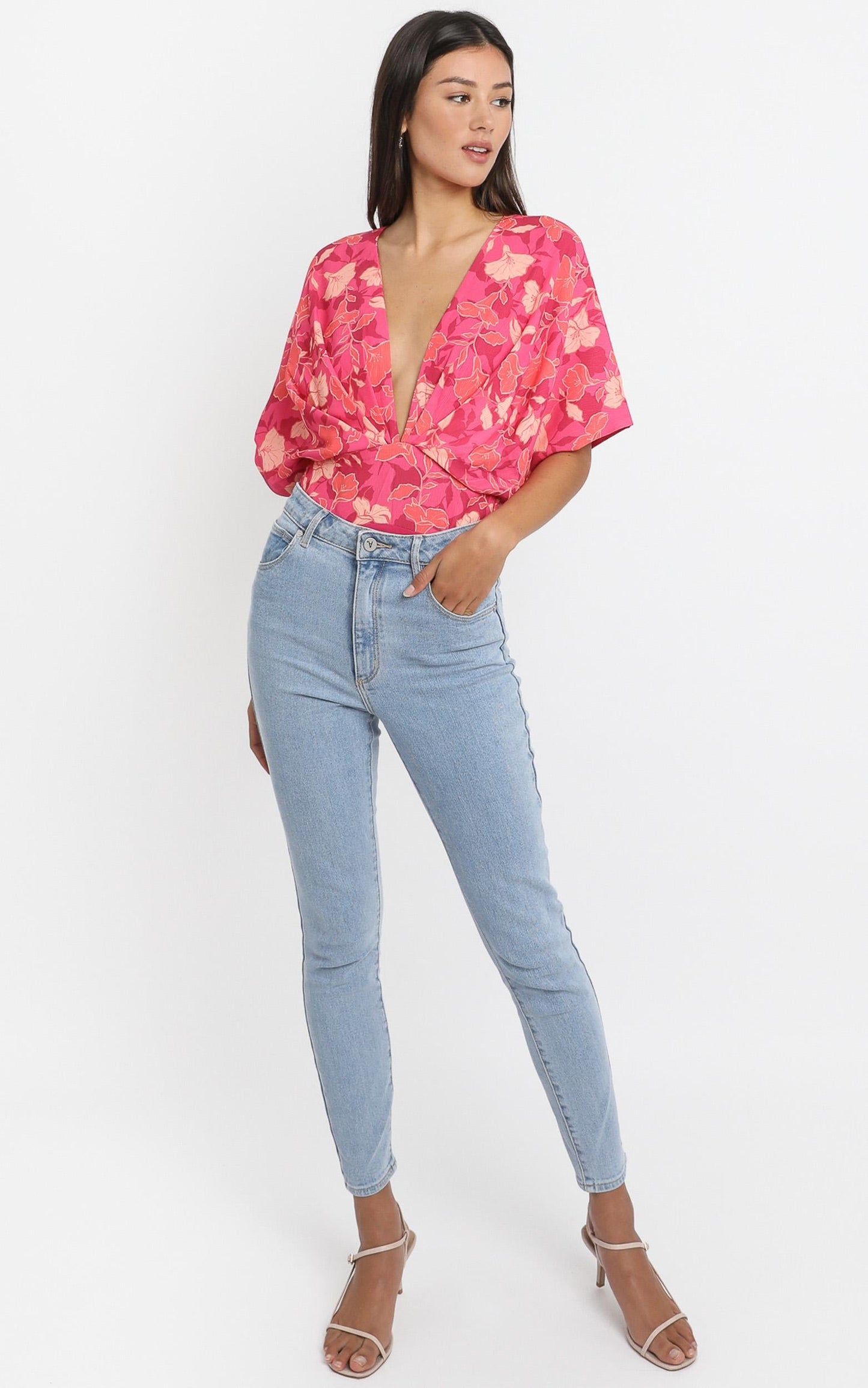 Be My Wild Flower Bodysuit In Berry Floral
