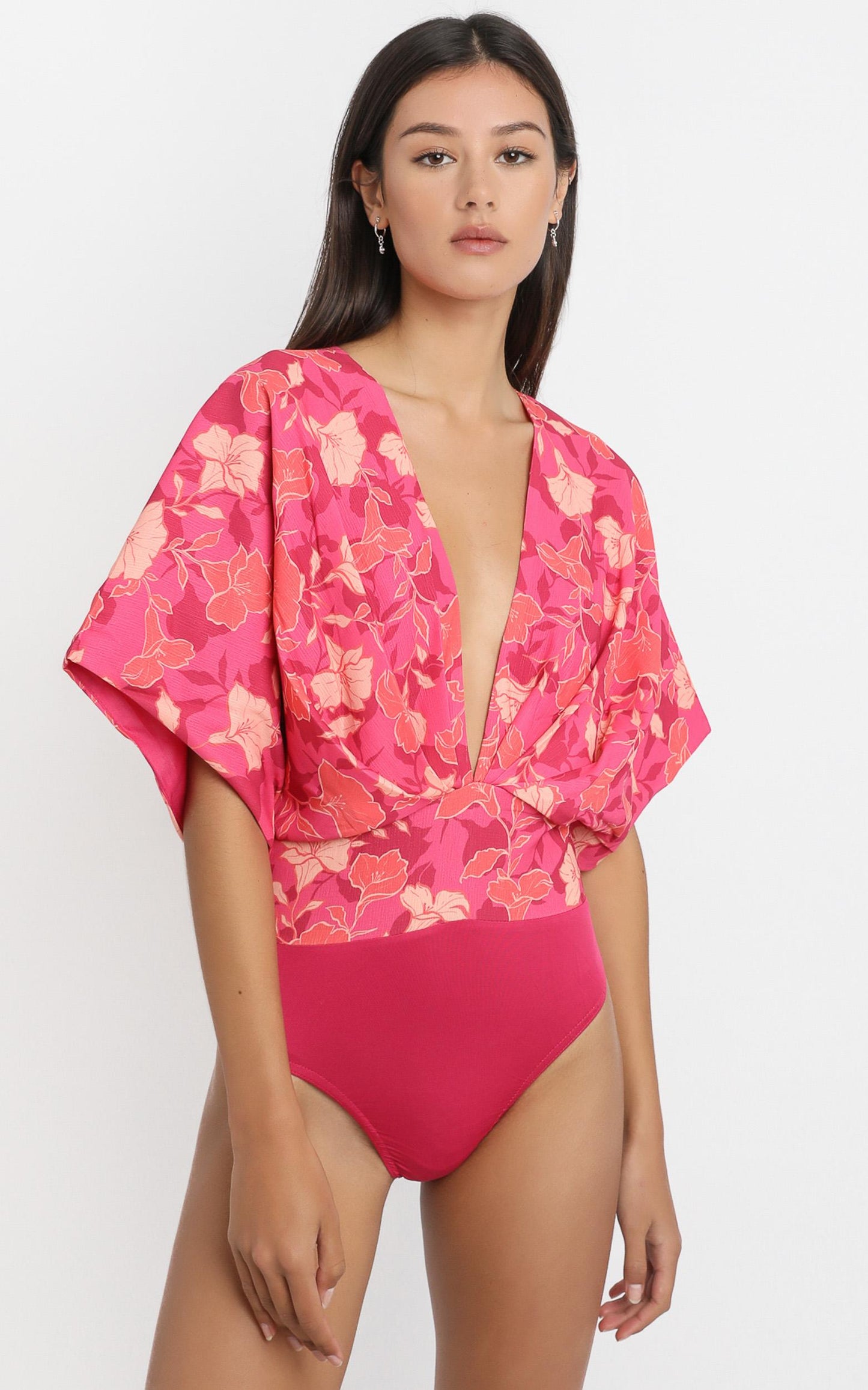 Be My Wild Flower Bodysuit In Berry Floral