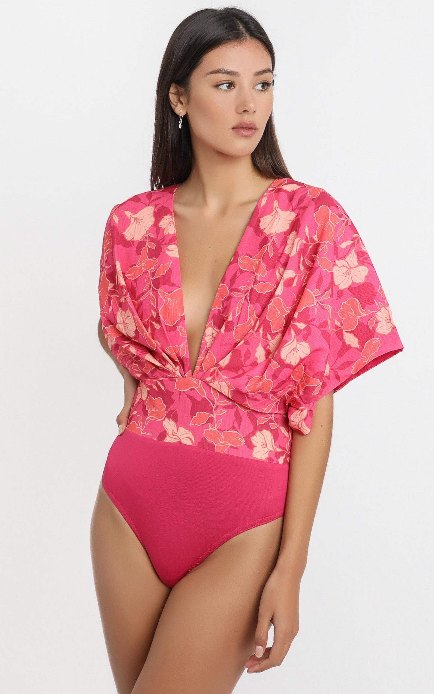 Be My Wild Flower Bodysuit In Berry Floral