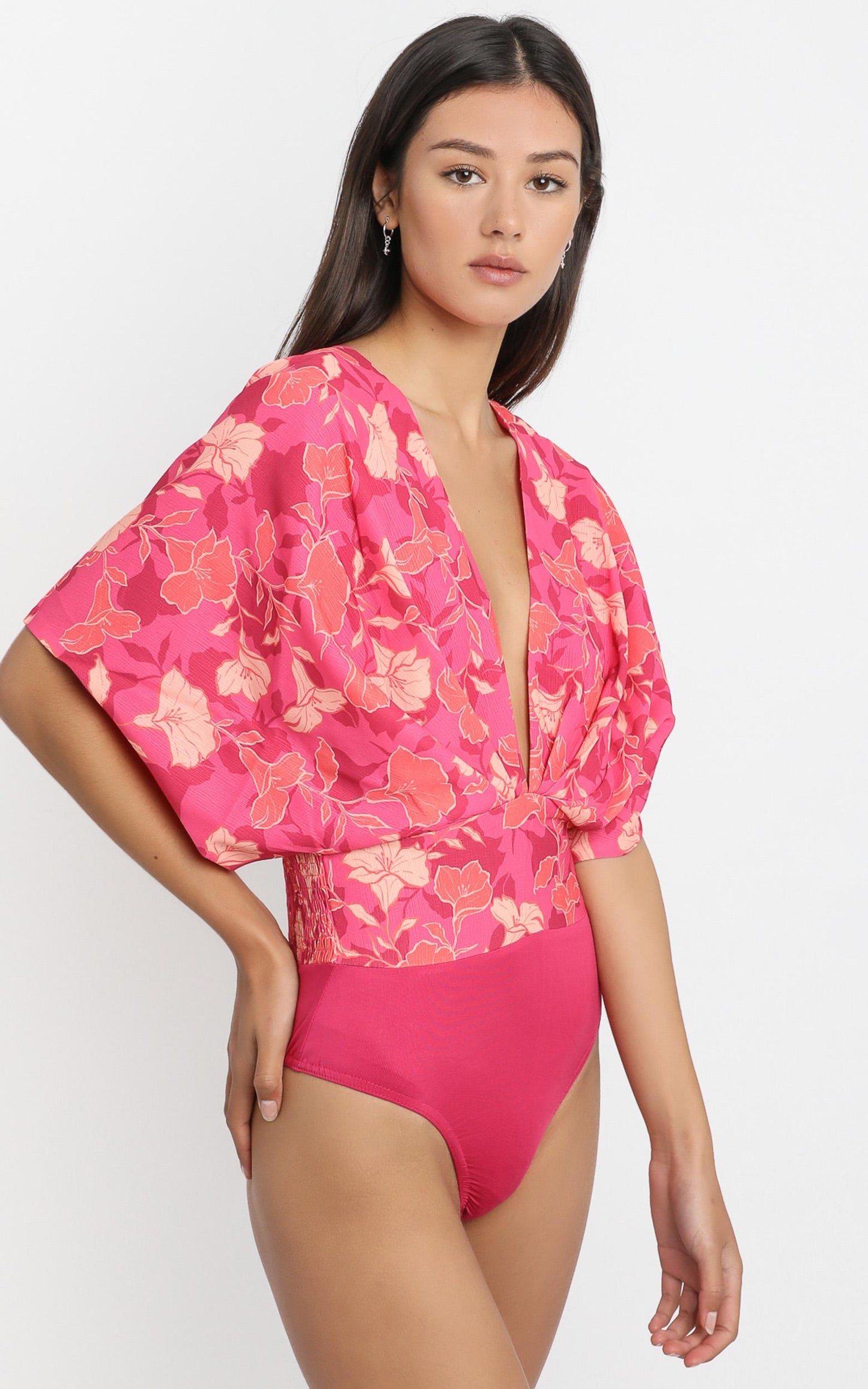 Be My Wild Flower Bodysuit In Berry Floral