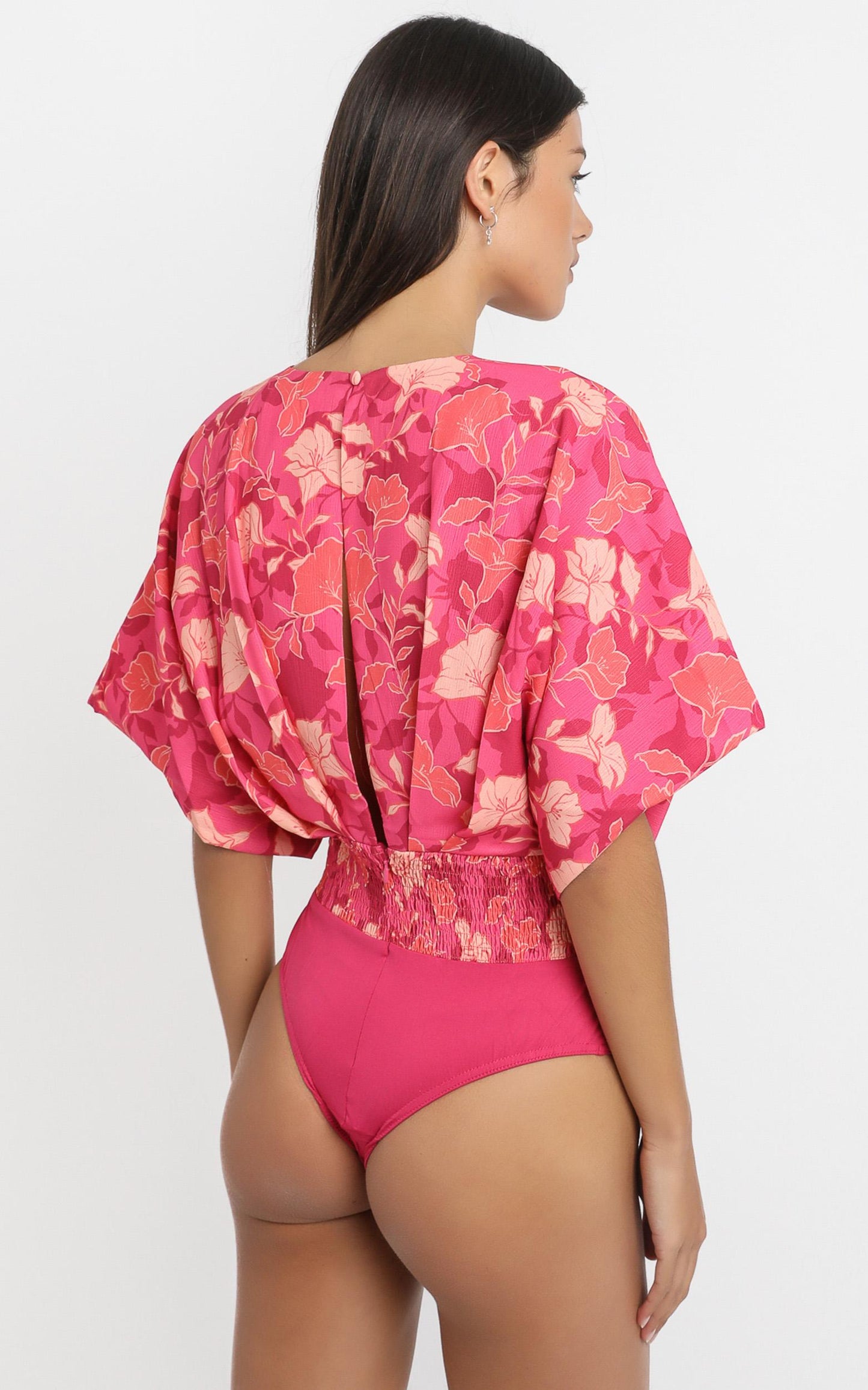 Be My Wild Flower Bodysuit In Berry Floral