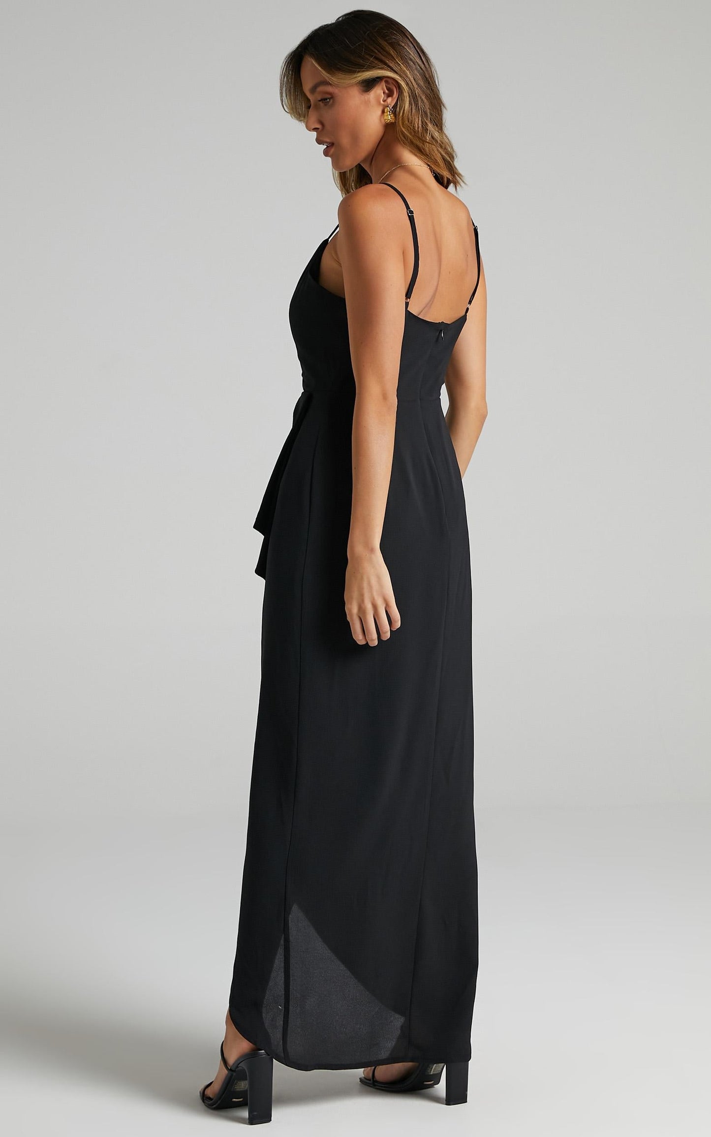 Gave Me You Midi Dress - Wrap Tulip Hem Dress in Black