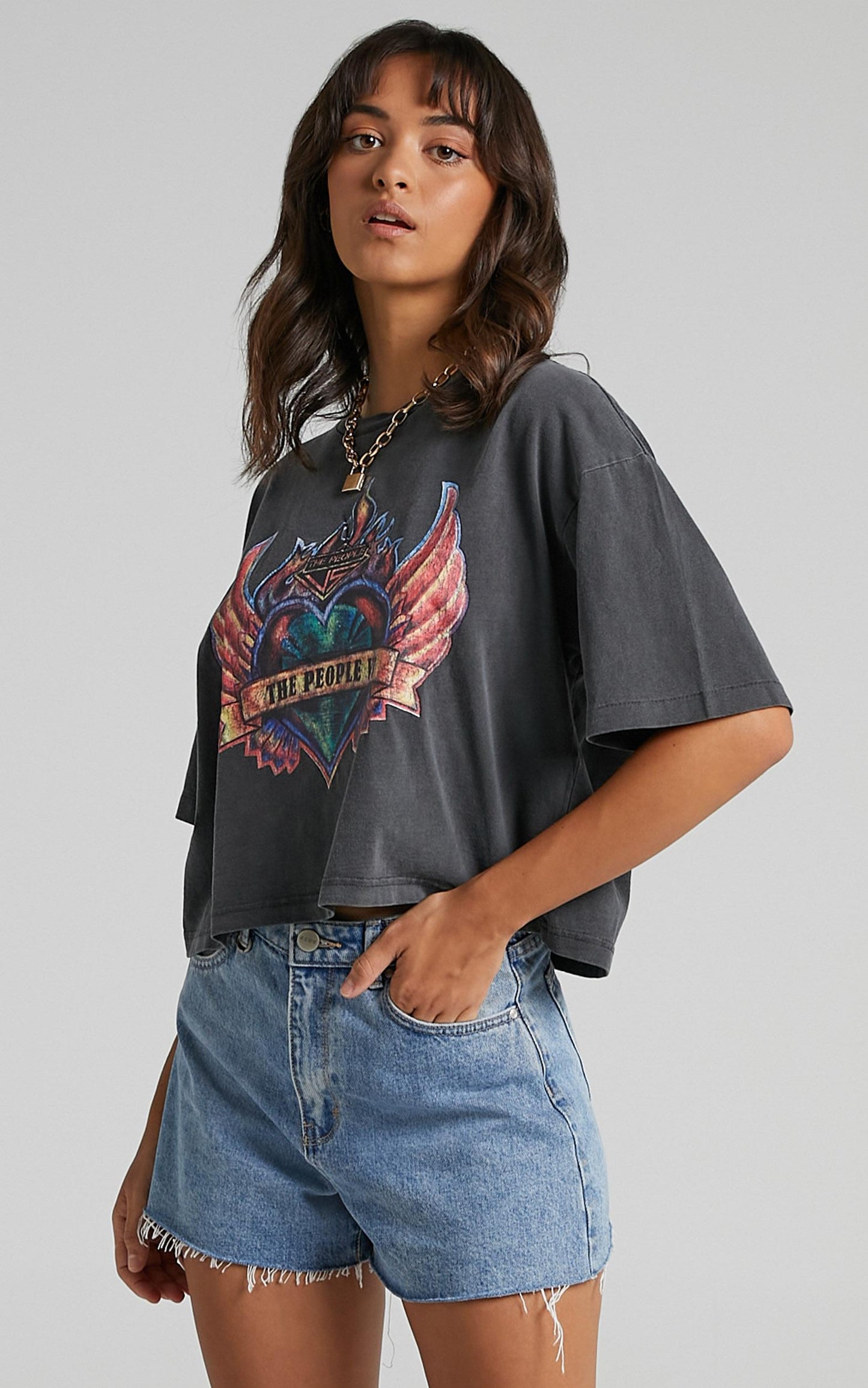 The People Vs - Heart Throb Vintage Tee in Black