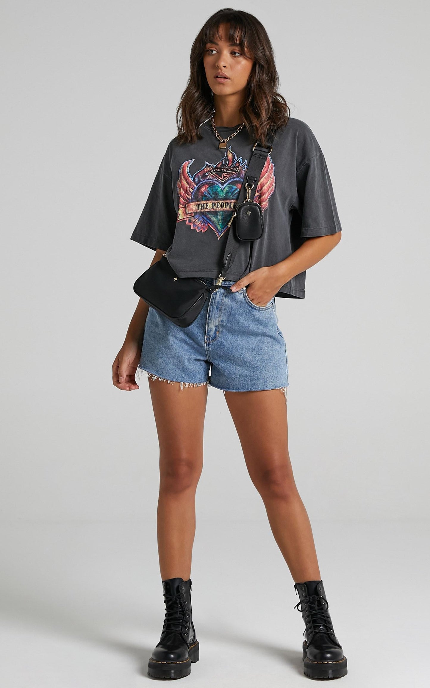 The People Vs - Heart Throb Vintage Tee in Black