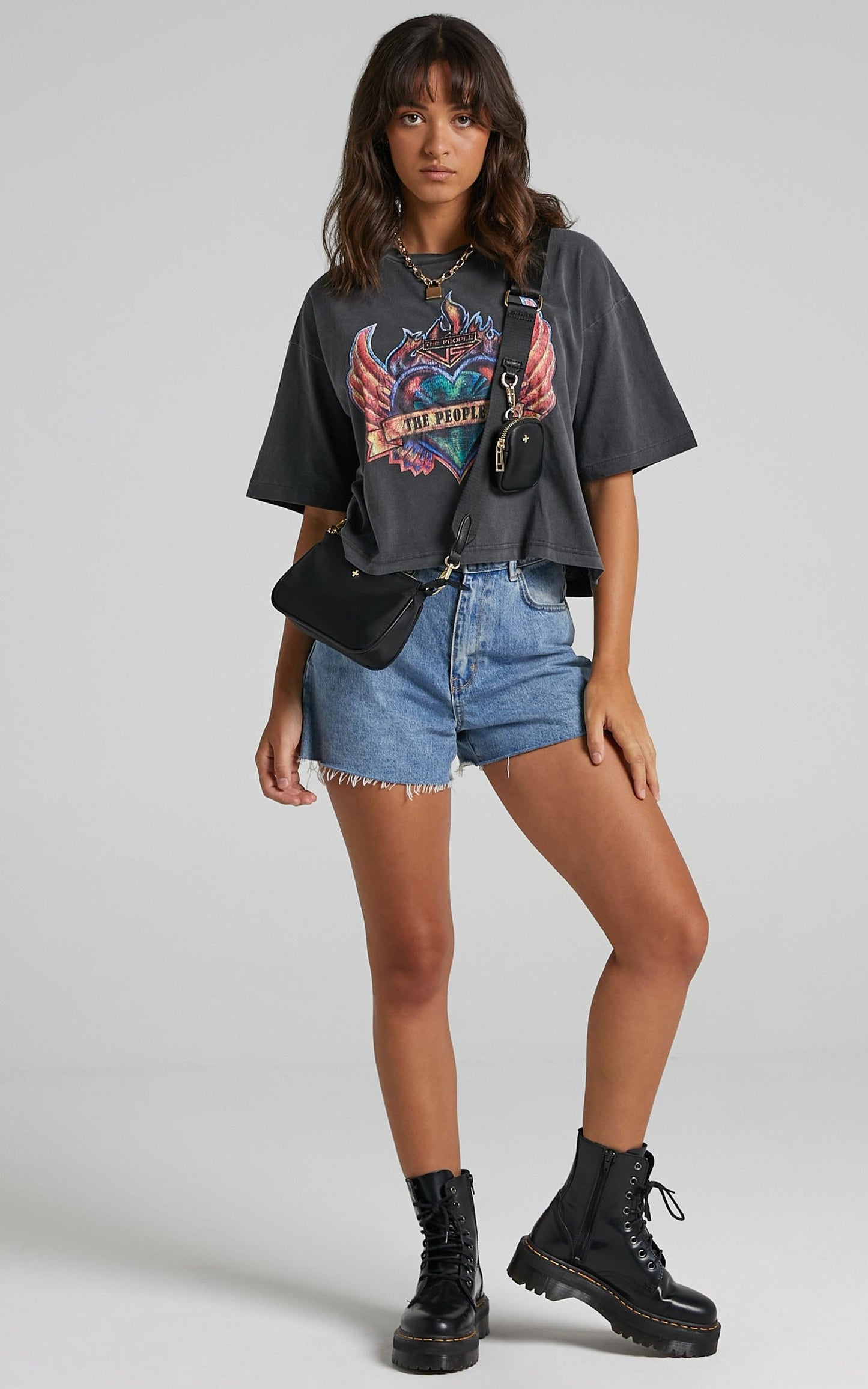 The People Vs - Heart Throb Vintage Tee in Black