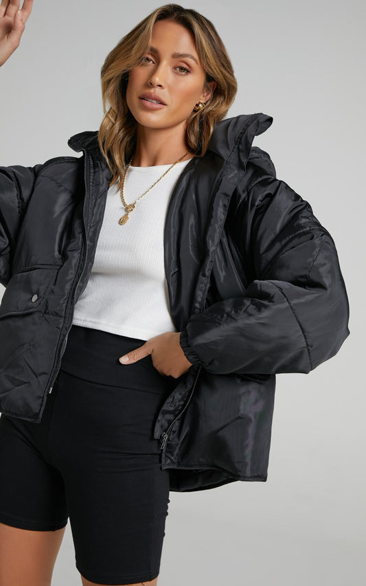 Markle Puffer Jacket in Black