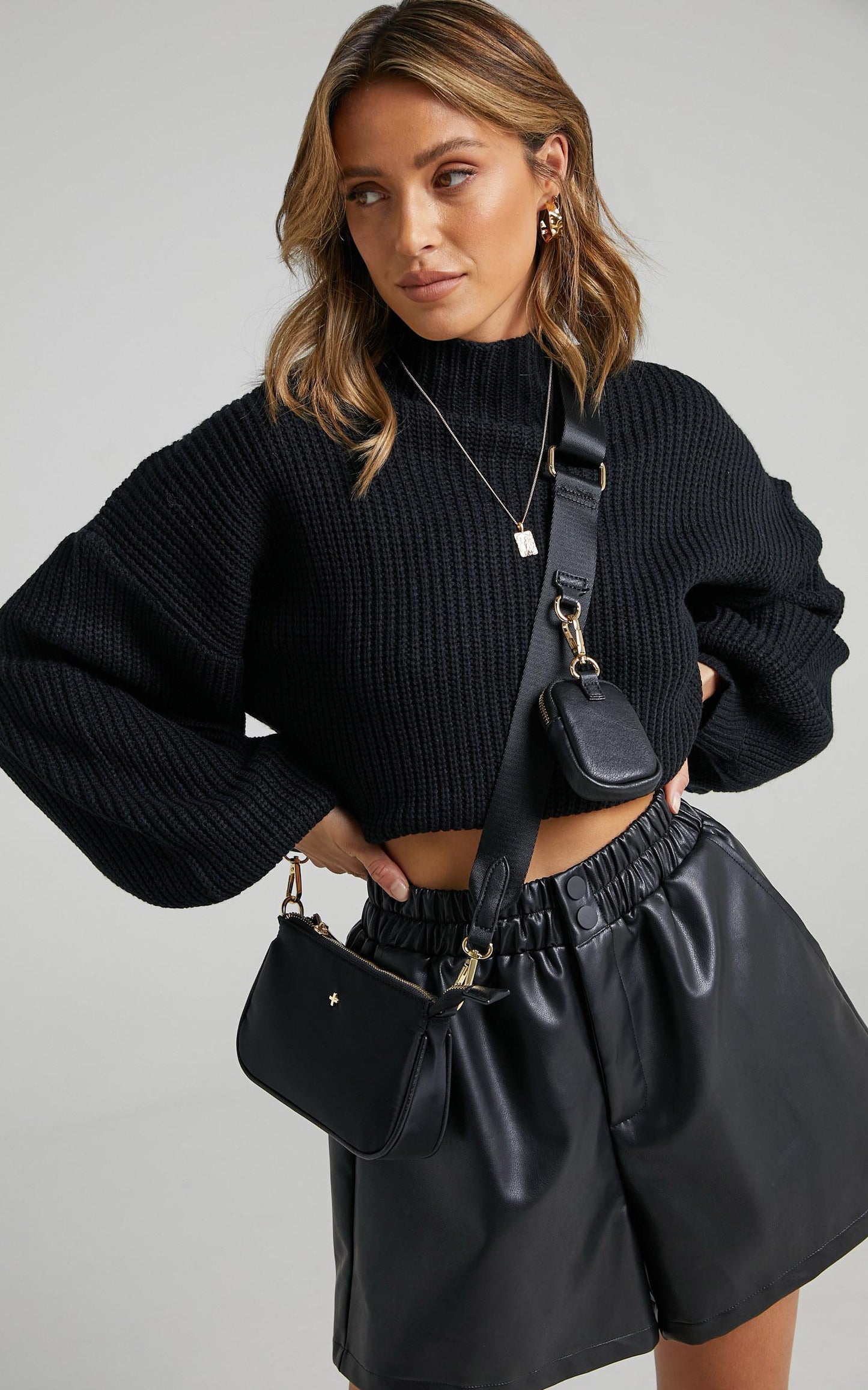 I Feel Love Oversized Knit Jumper in Black