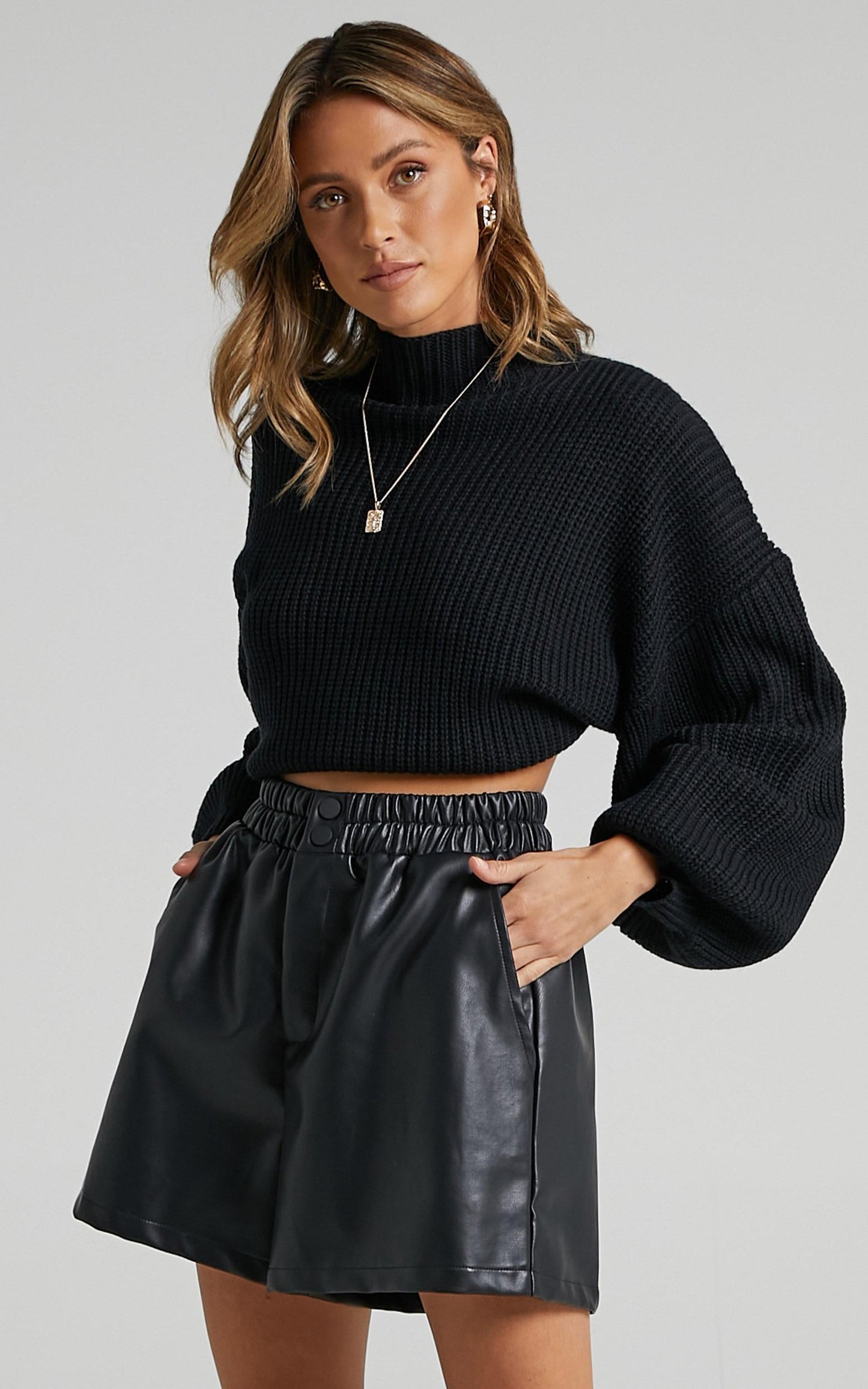 I Feel Love Oversized Knit Jumper in Black