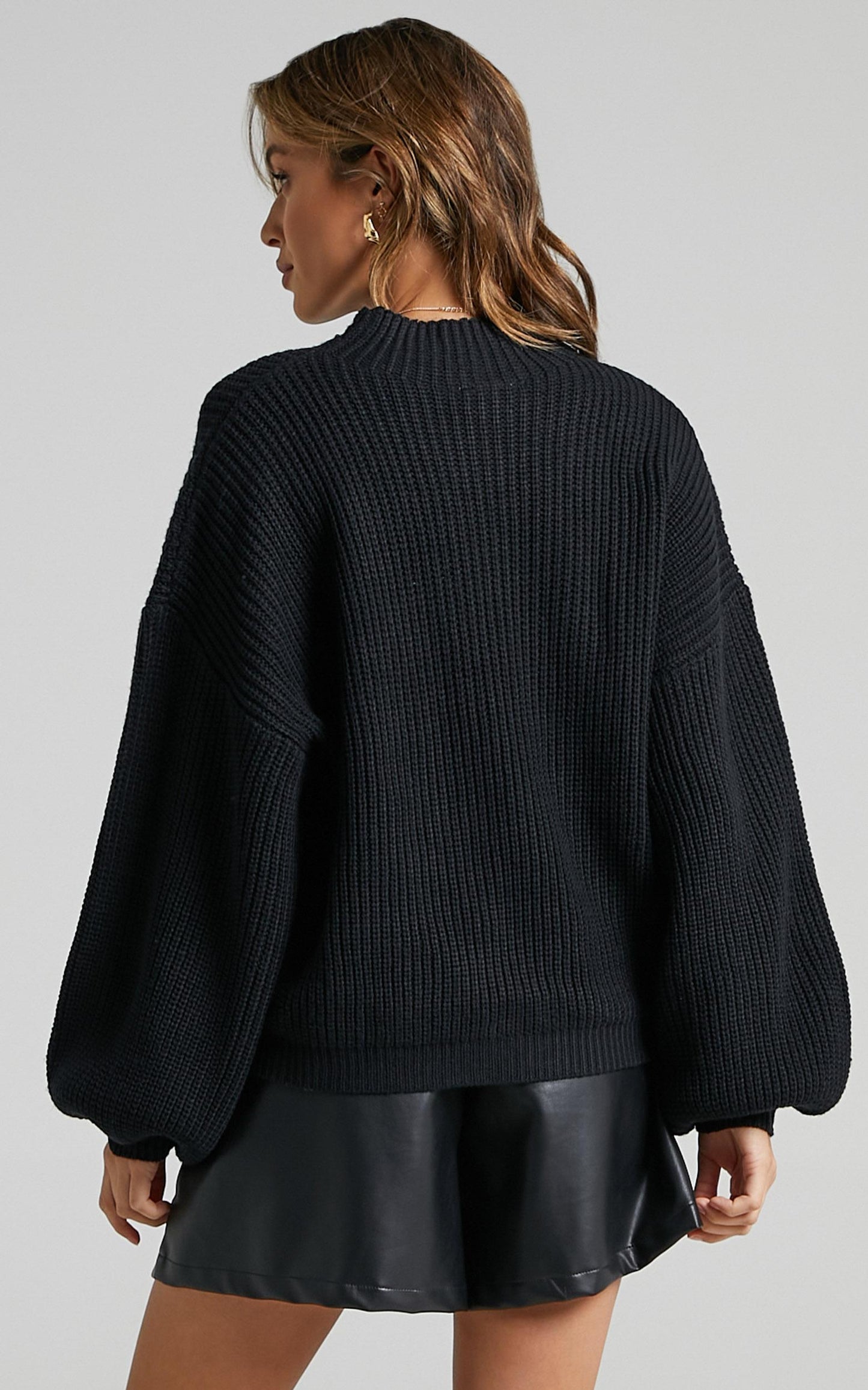 I Feel Love Oversized Knit Jumper in Black