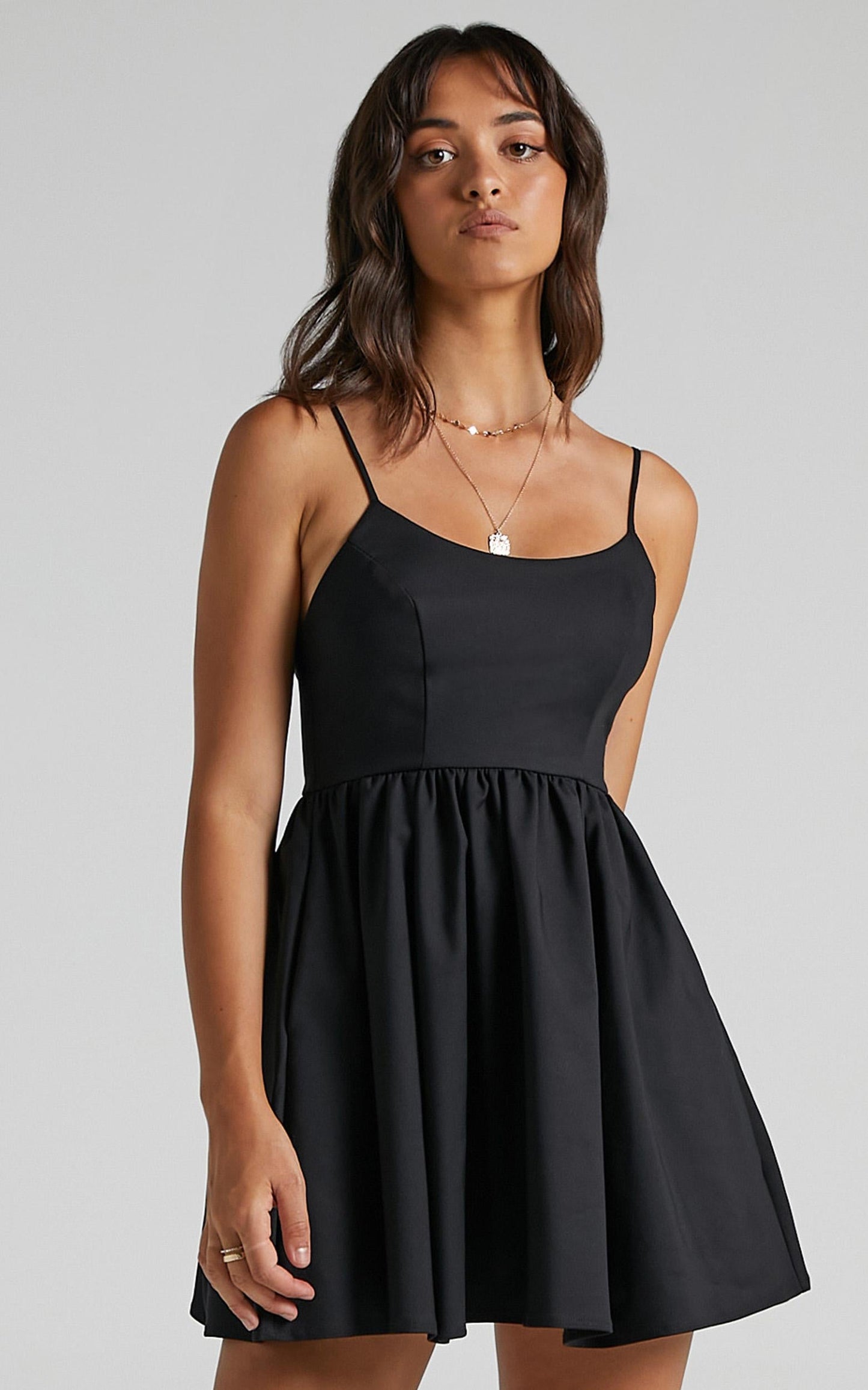 You Got Nothing To Prove Mini Dress - Strappy A-line Dress in Black