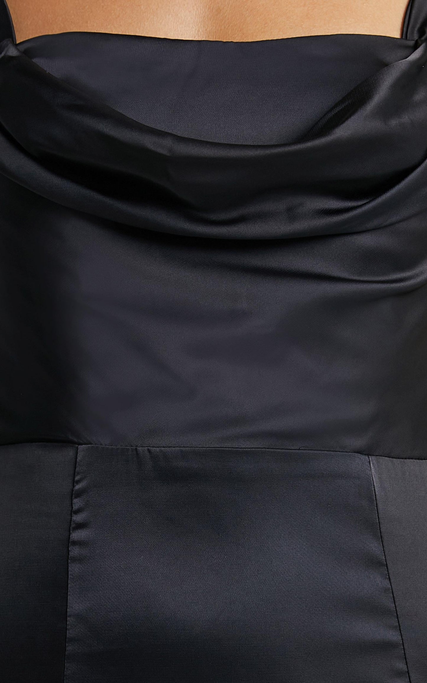 Faye Off Shoulder Maxi Dress in Black Satin