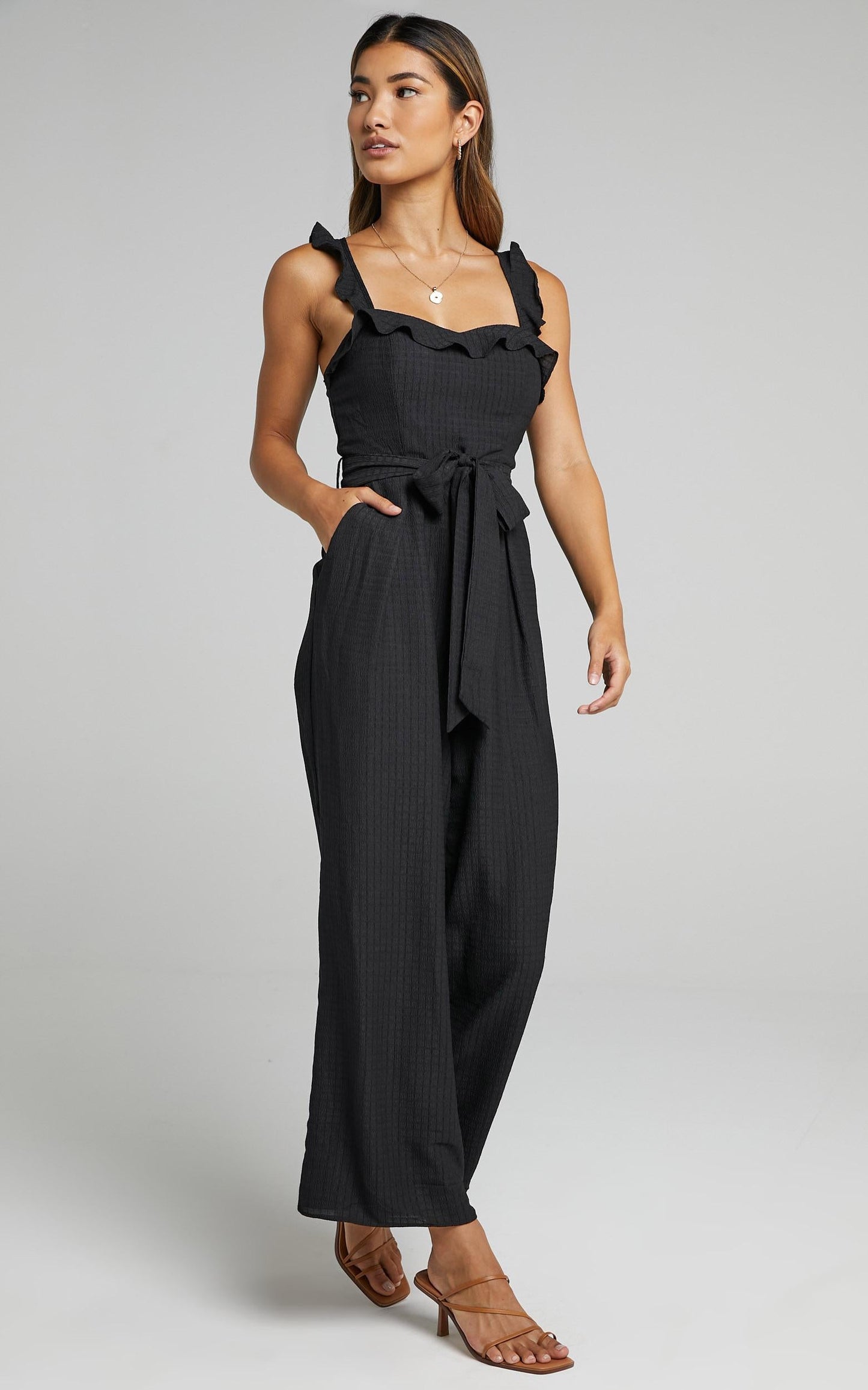 Cynthia Ruffle Jumpsuit in Black