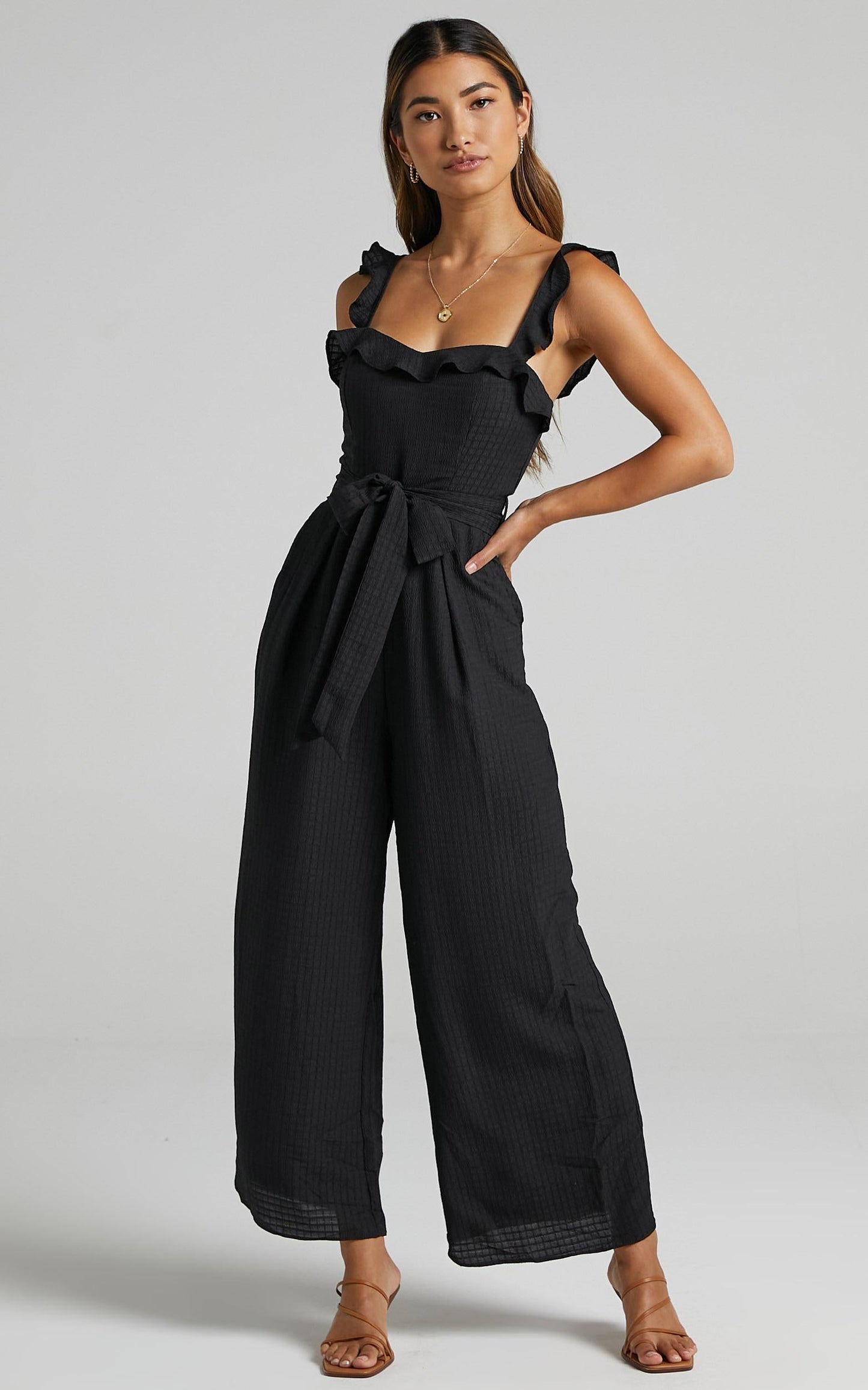 Cynthia Ruffle Jumpsuit in Black