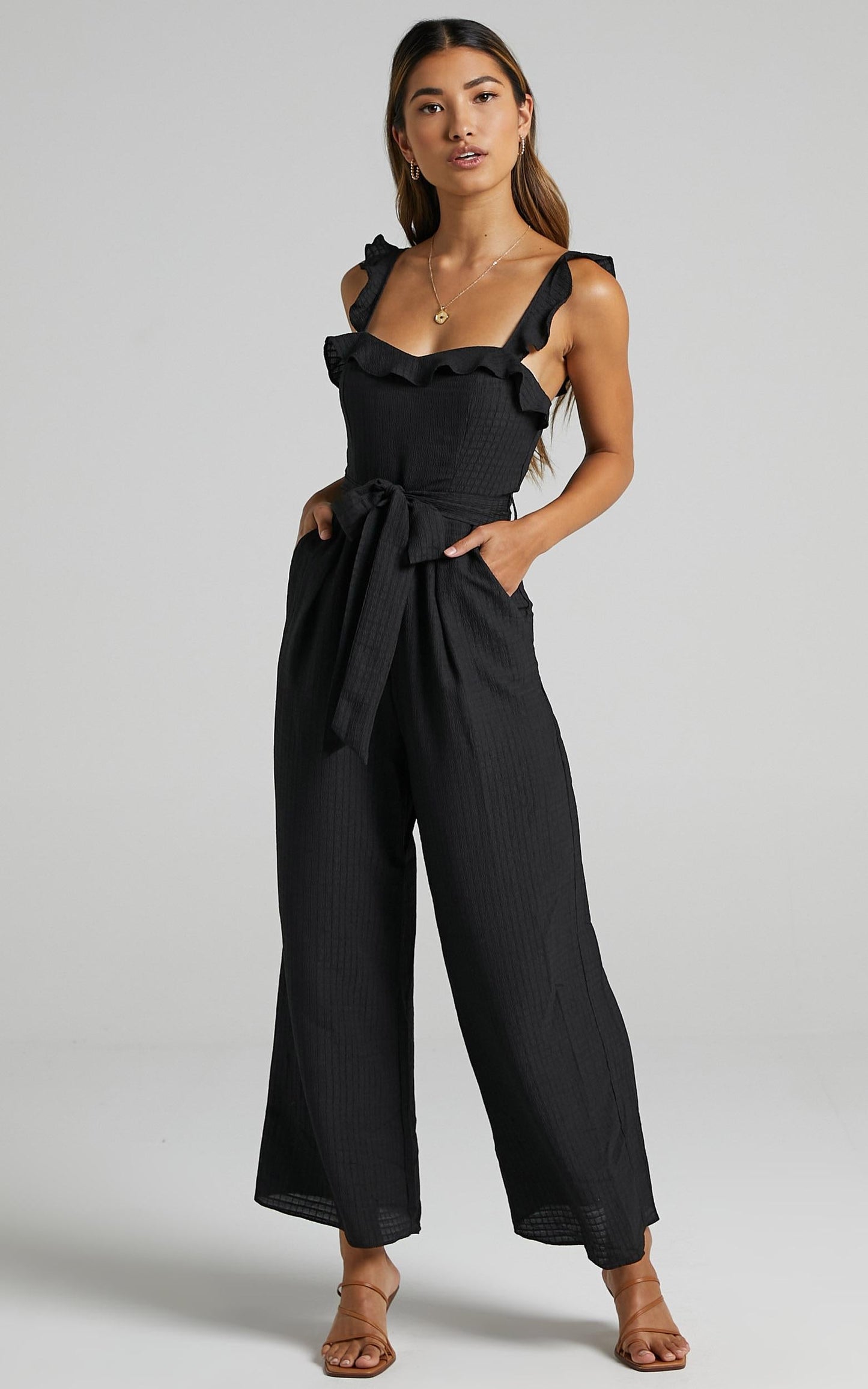 Cynthia Ruffle Jumpsuit in Black