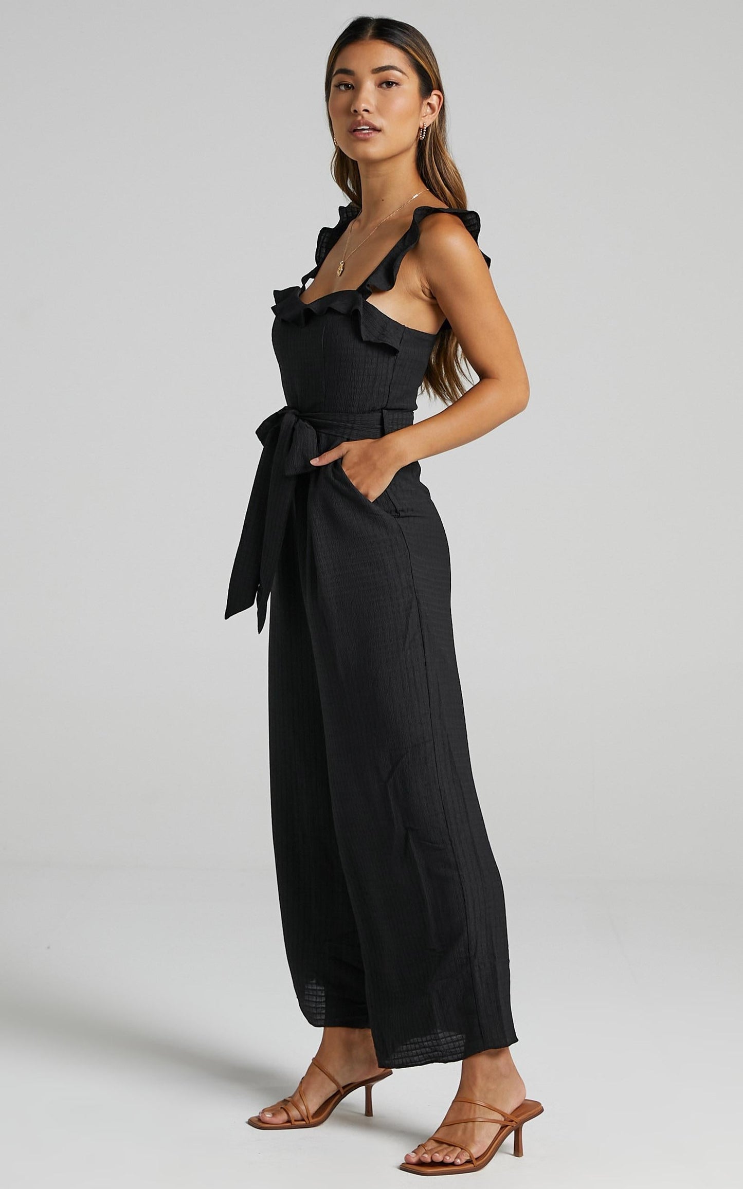 Cynthia Ruffle Jumpsuit in Black