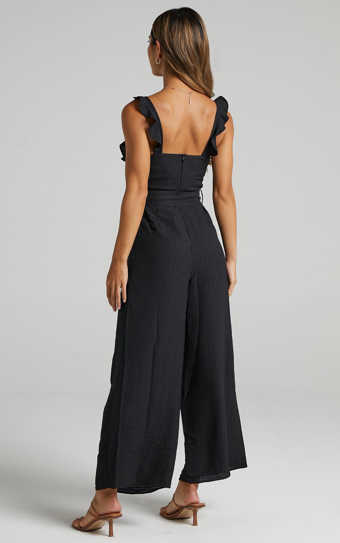 Cynthia Ruffle Jumpsuit in Black