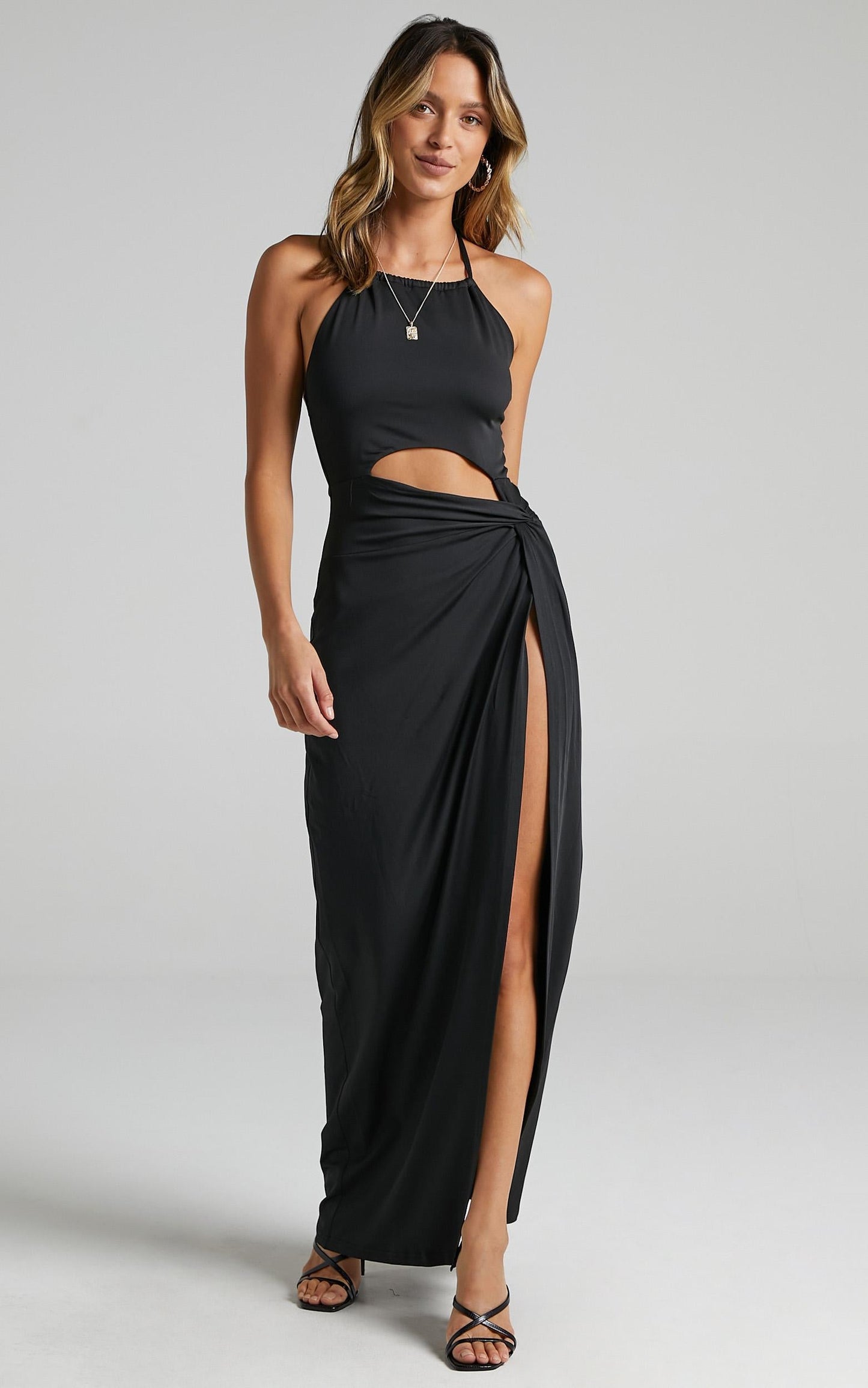 Zenya Twist Maxi Dress in Black